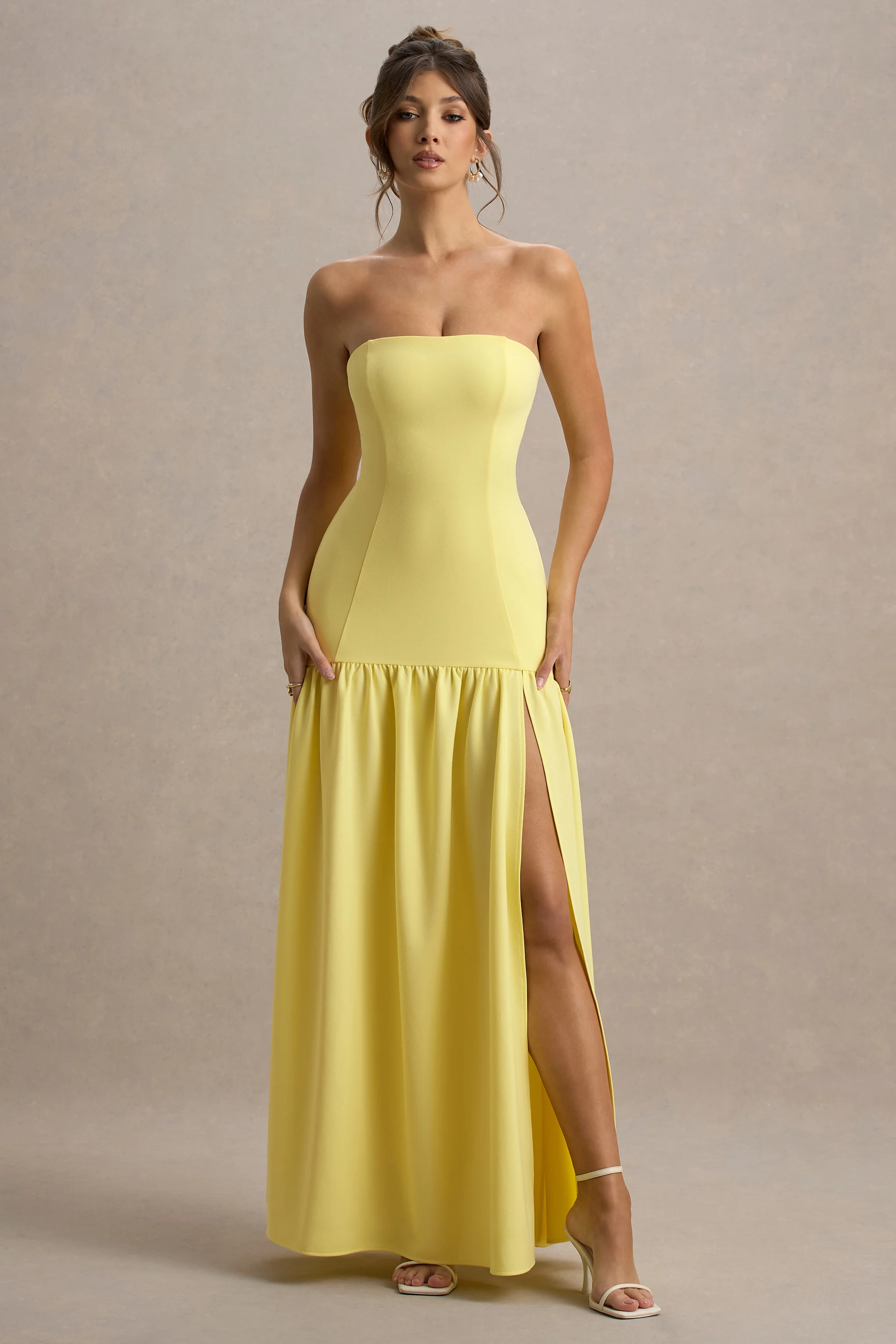 Penny | Lemon Bandeau Drop-Waist Maxi Dress