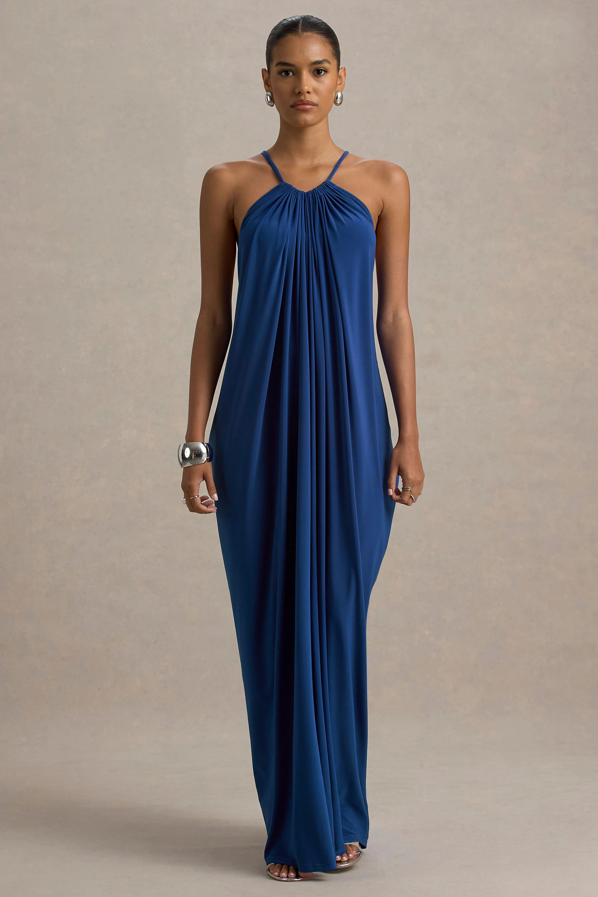Tammy | Blue Halter-Neck Slip Maxi Dress