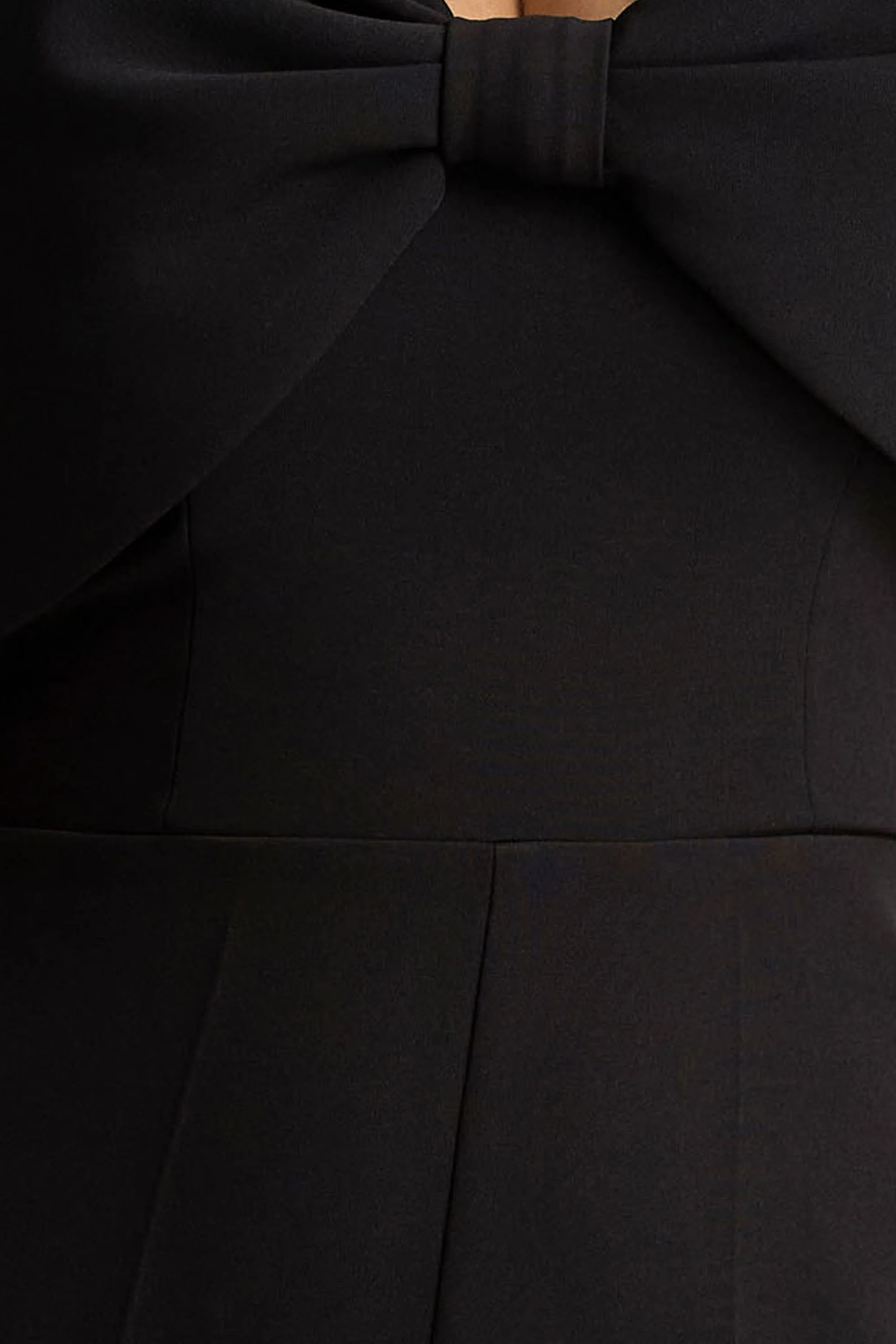 Vivid | Black Plunge-Neck Jumpsuit With Bow-Detail