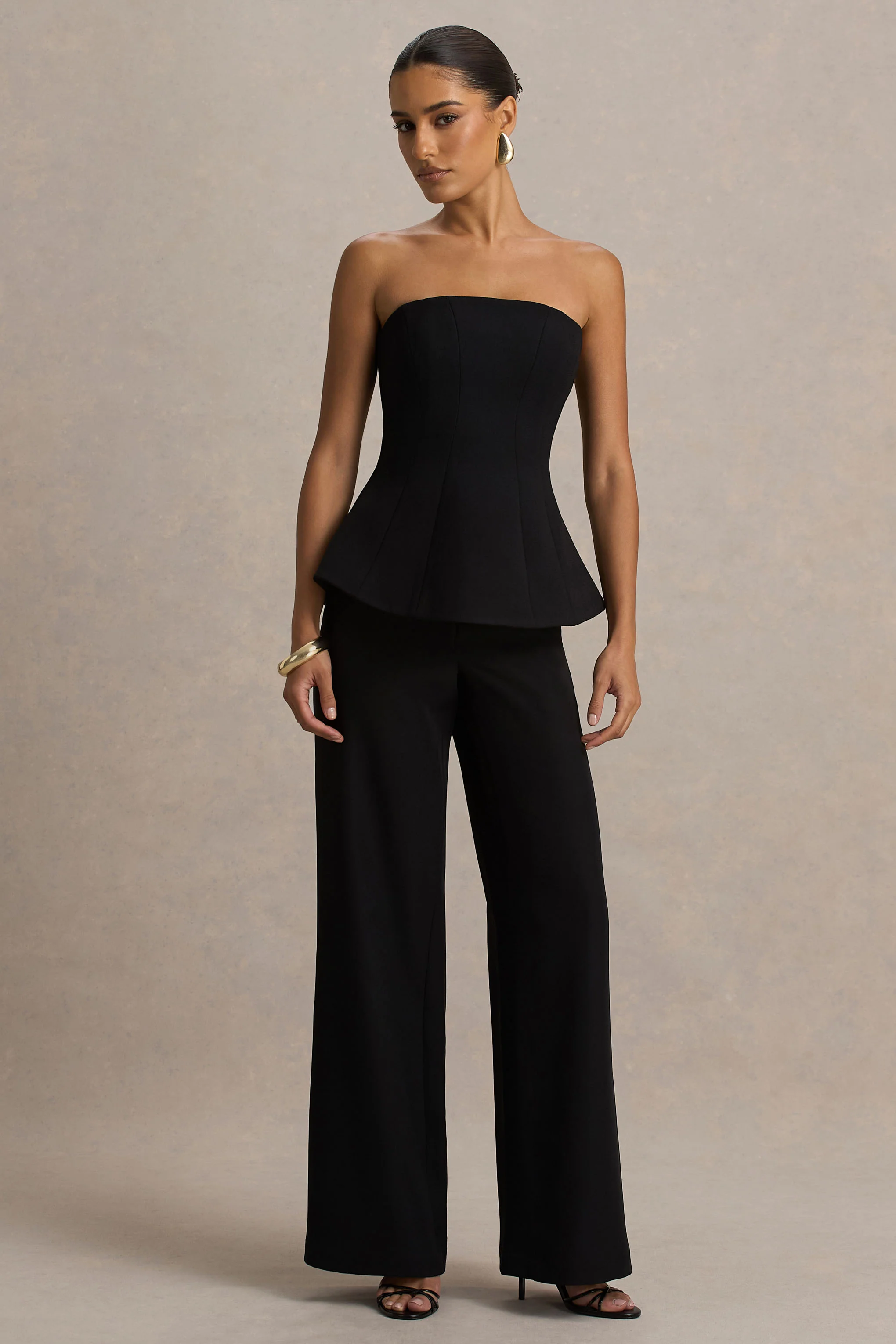 Silvia | Black Straight-Leg Trousers