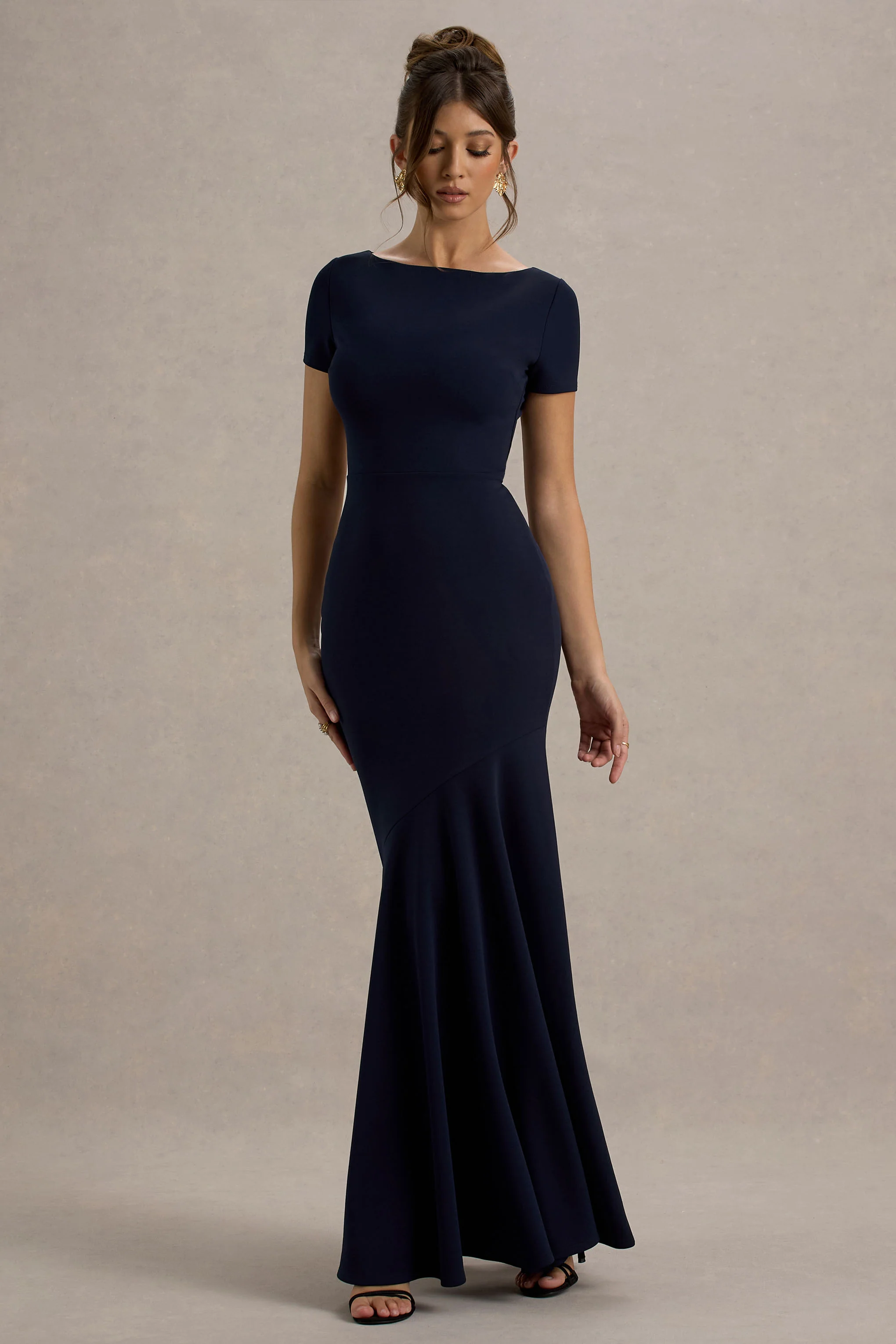 Rian | Navy Short-Sleeve Maxi Dress