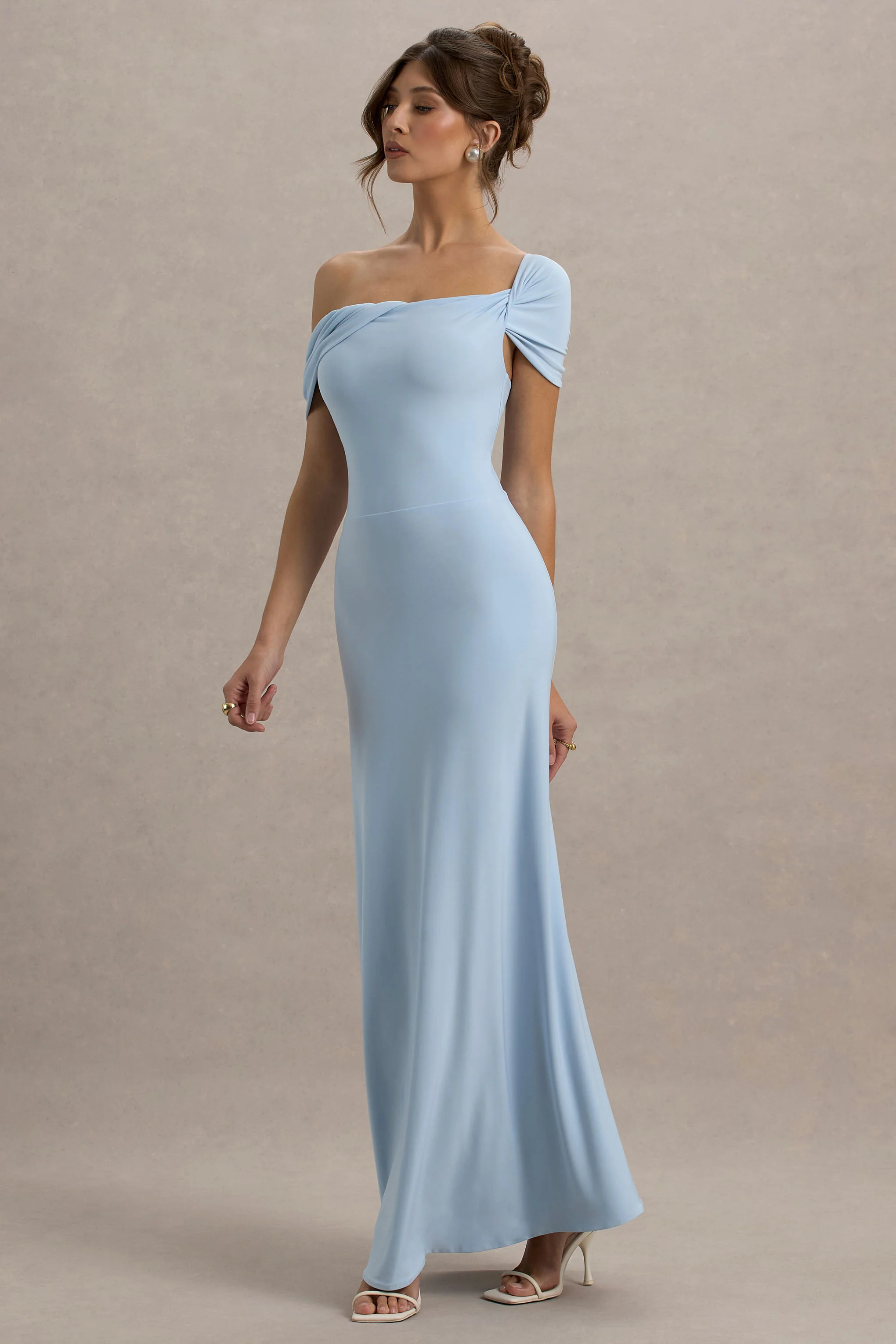 Amel | Powder Blue Asymmetric Maxi Dress