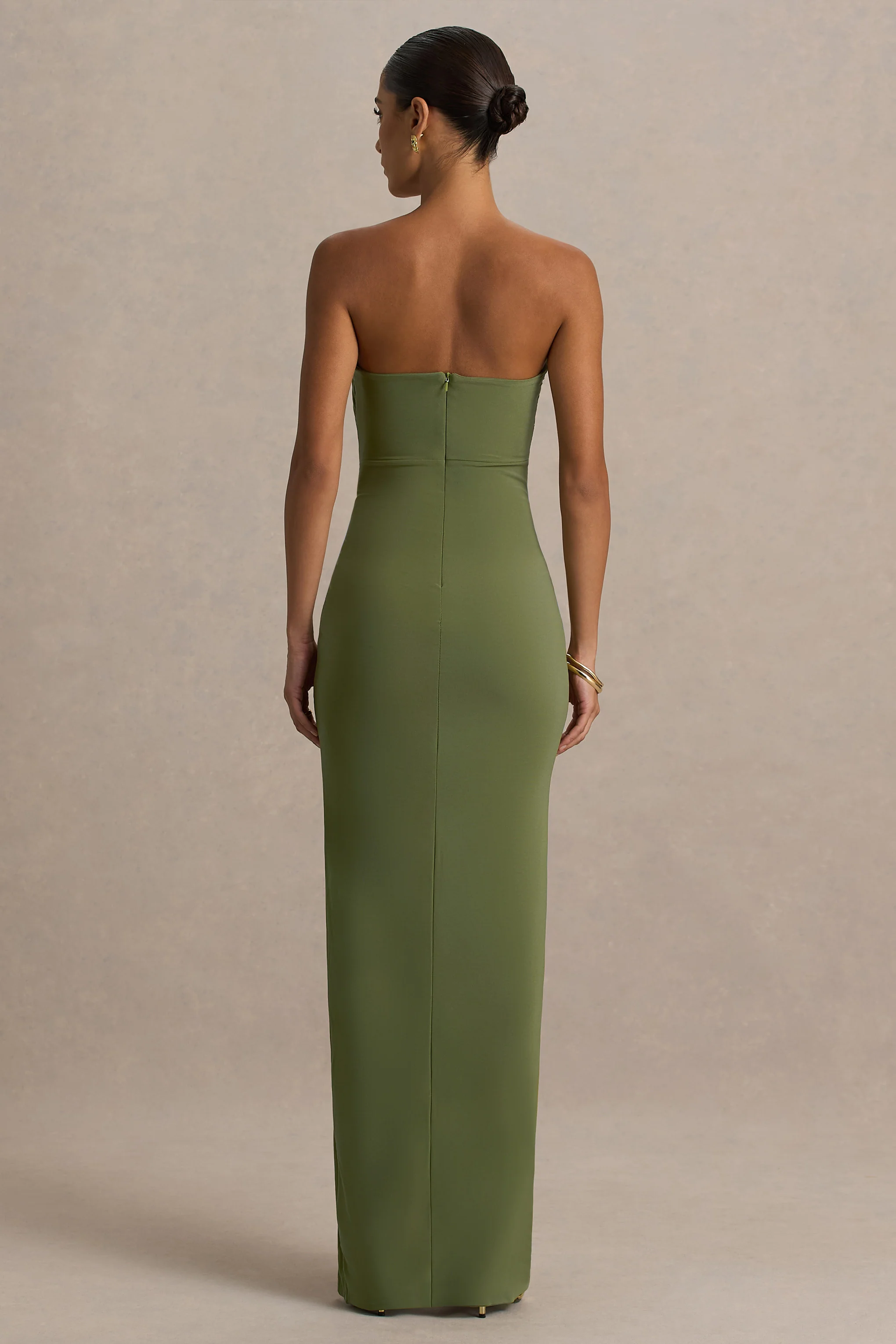 Laviza | Olive Strapless Cut-Out Wrap Maxi Dress