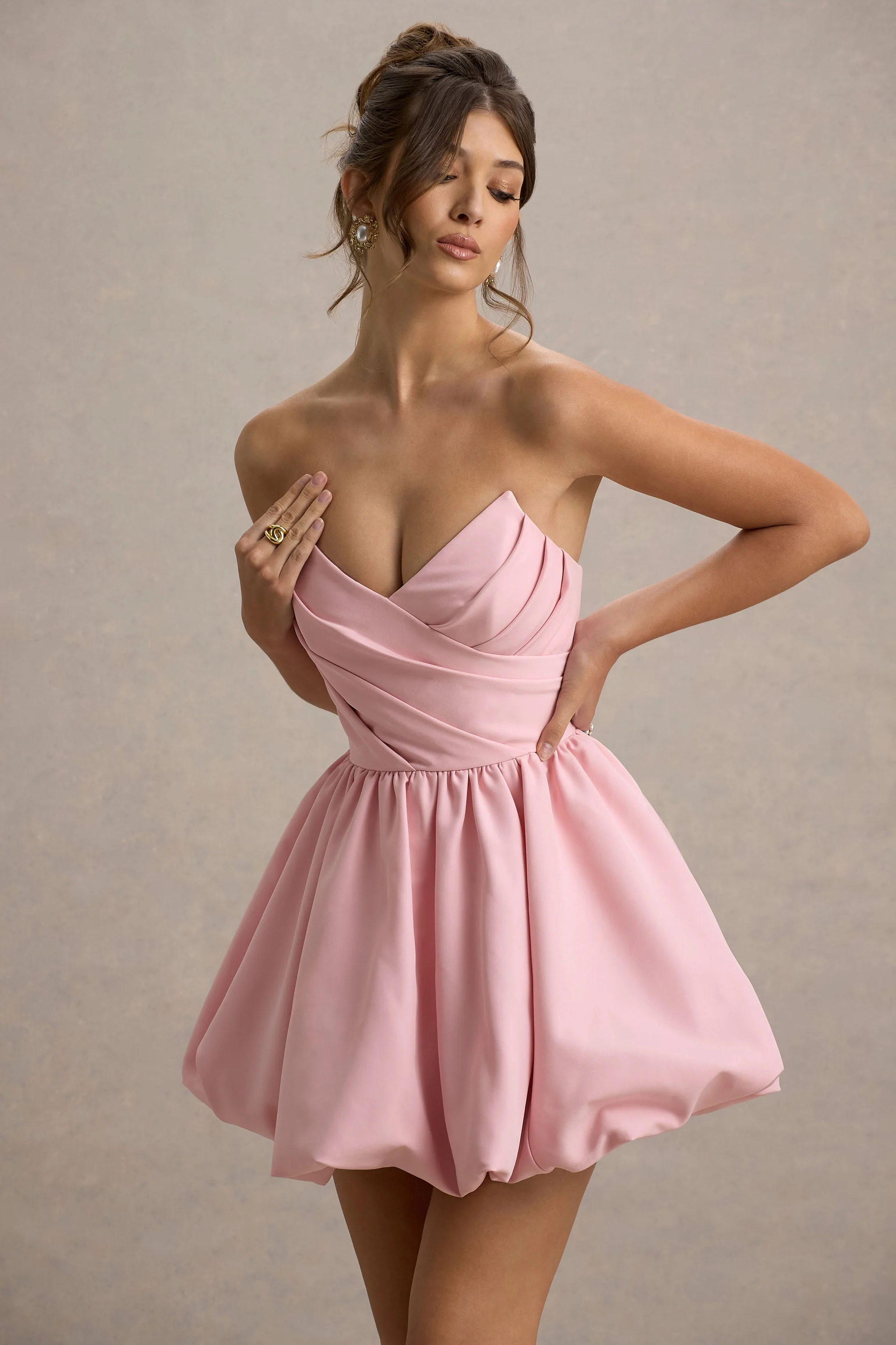 Georgie | Pink Sweetheart Puffball Mini Dress