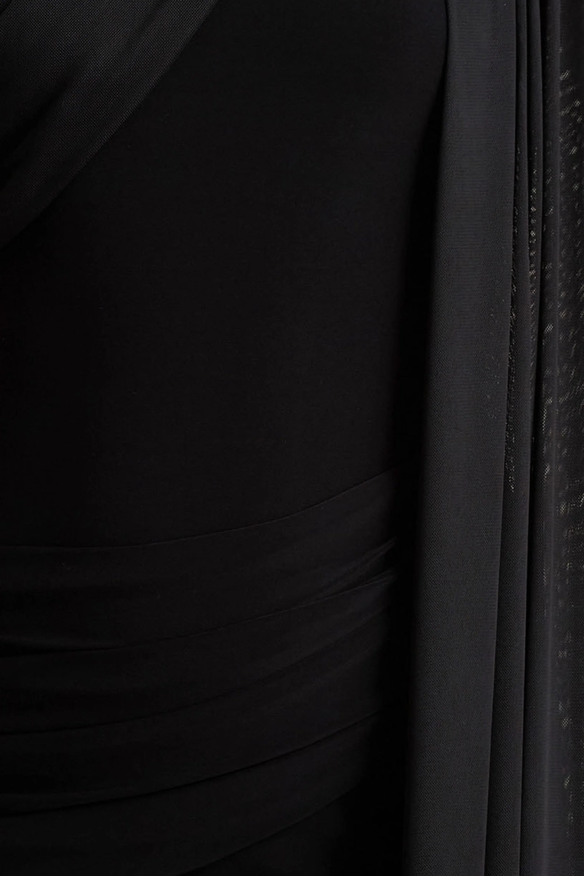 Brenda | Black Maxi Dress Mesh Cape And Sash