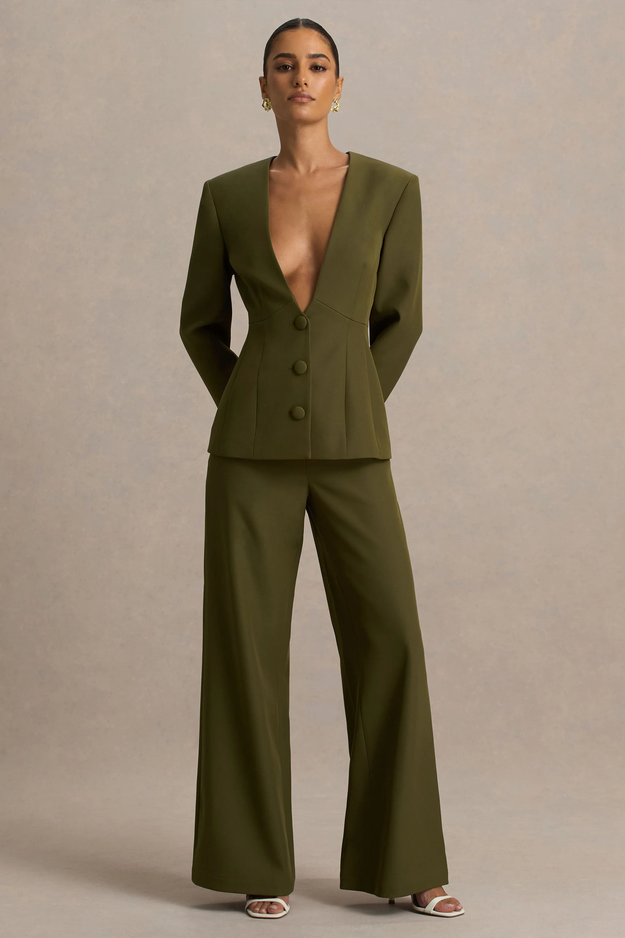 Silvia | Olive Straight-Leg Trousers