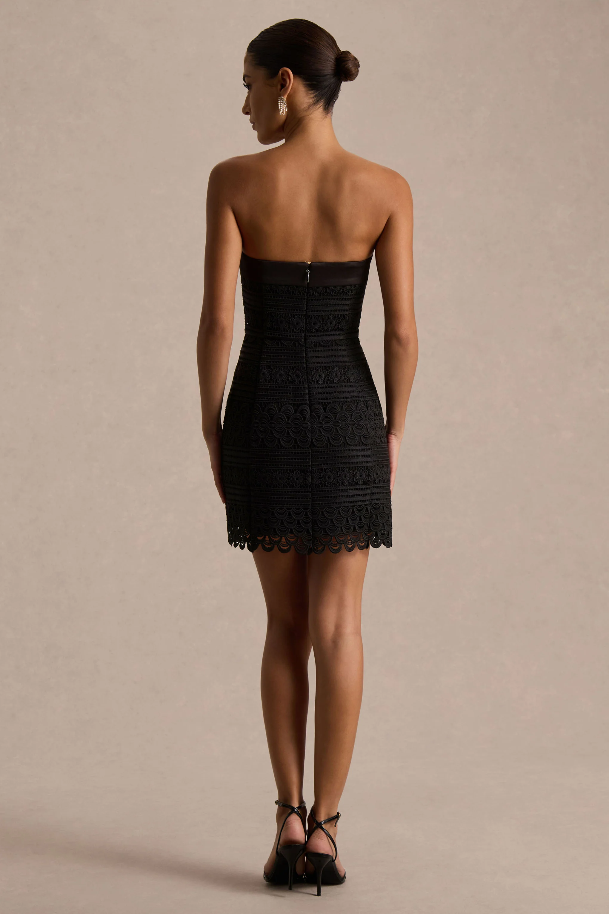 Kerry | Black Lace Bandeau Mini Dress
