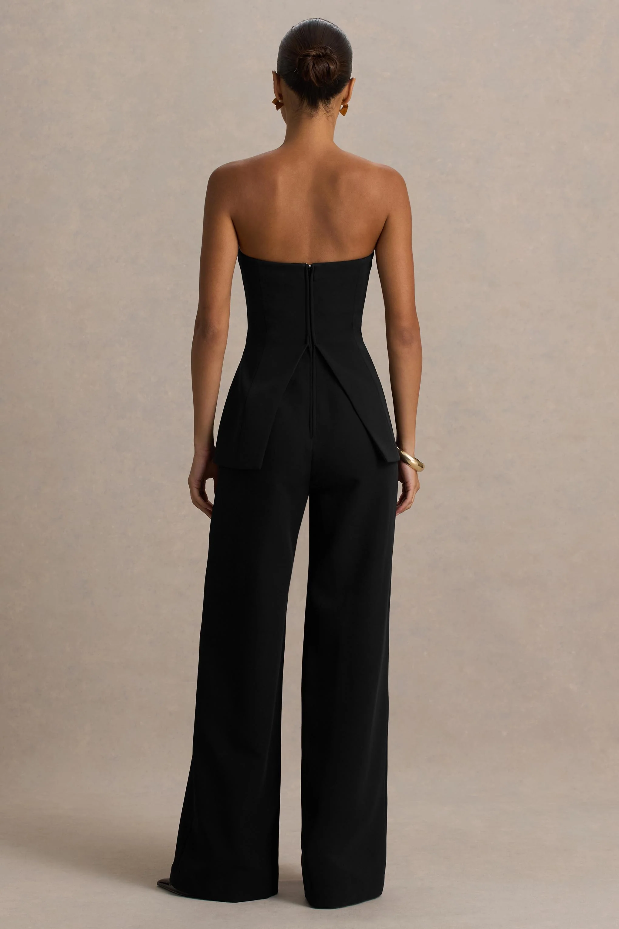 Zoey | Black Bandeau-Neck Jumpsuit