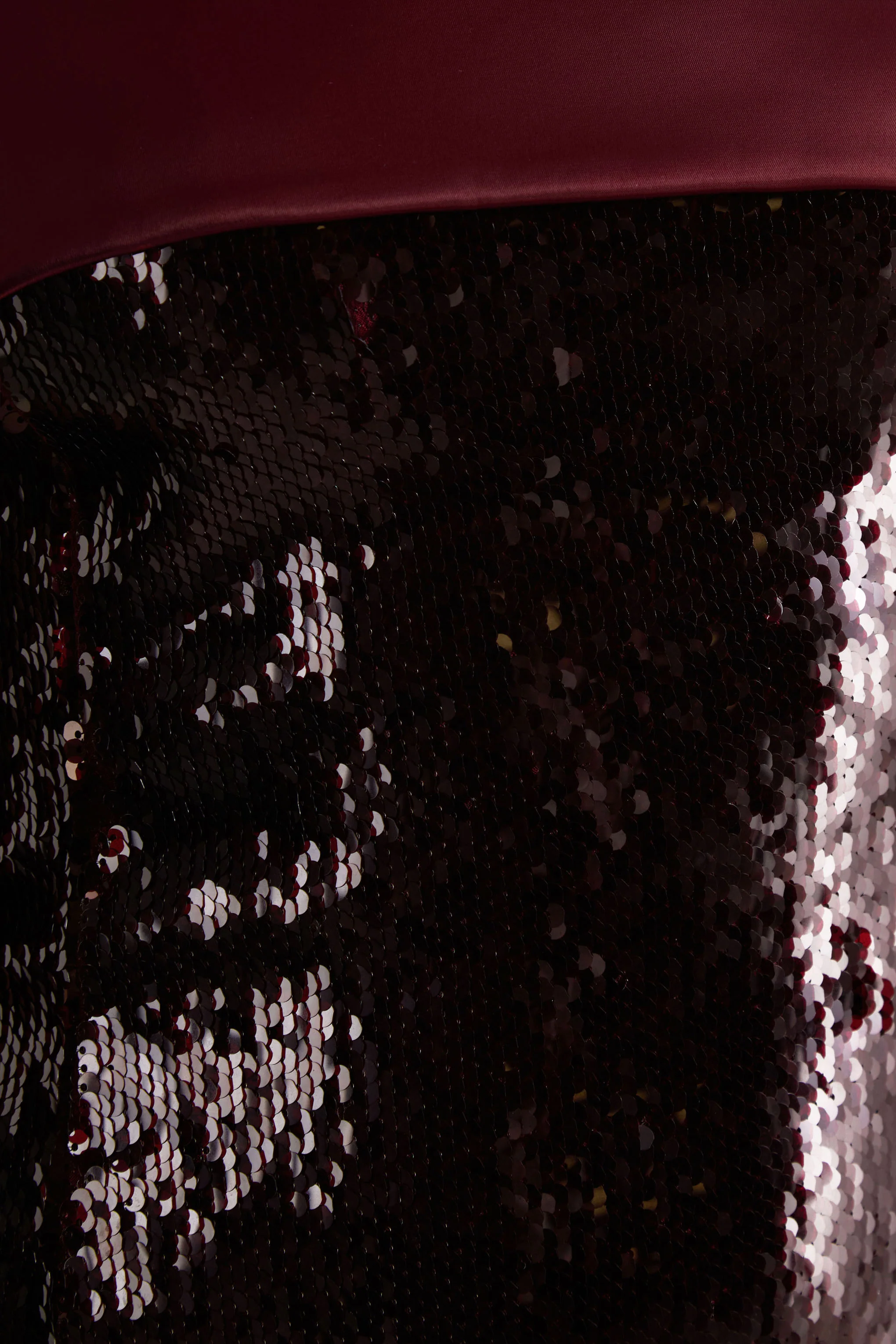 Casandra | Burgundy Sequin Bandeau Mini Dress With Satin Trim