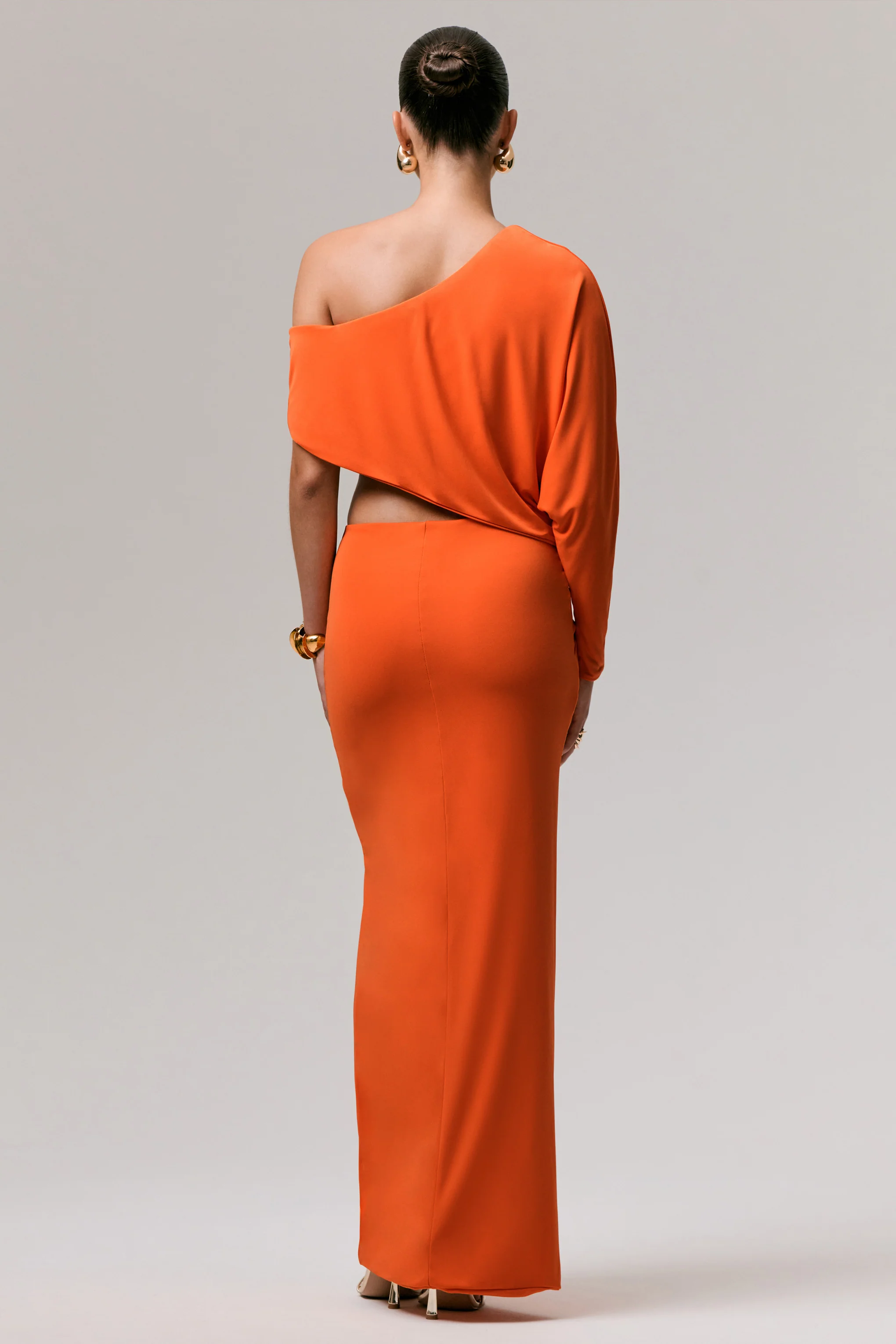 Marlena | Orange Twisted Split Maxi Skirt