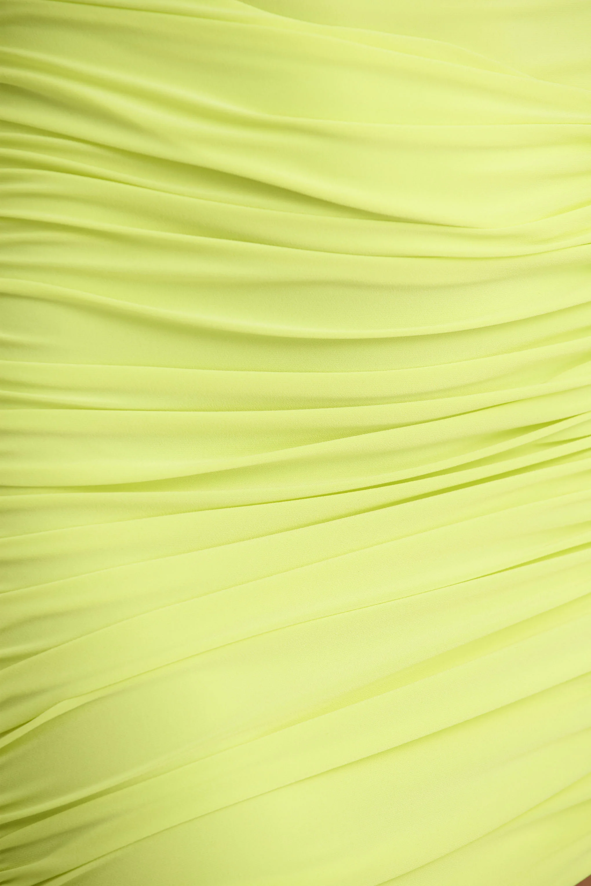 Marci | Lime Green Asymmetric Ruched Mini Dress With Sash