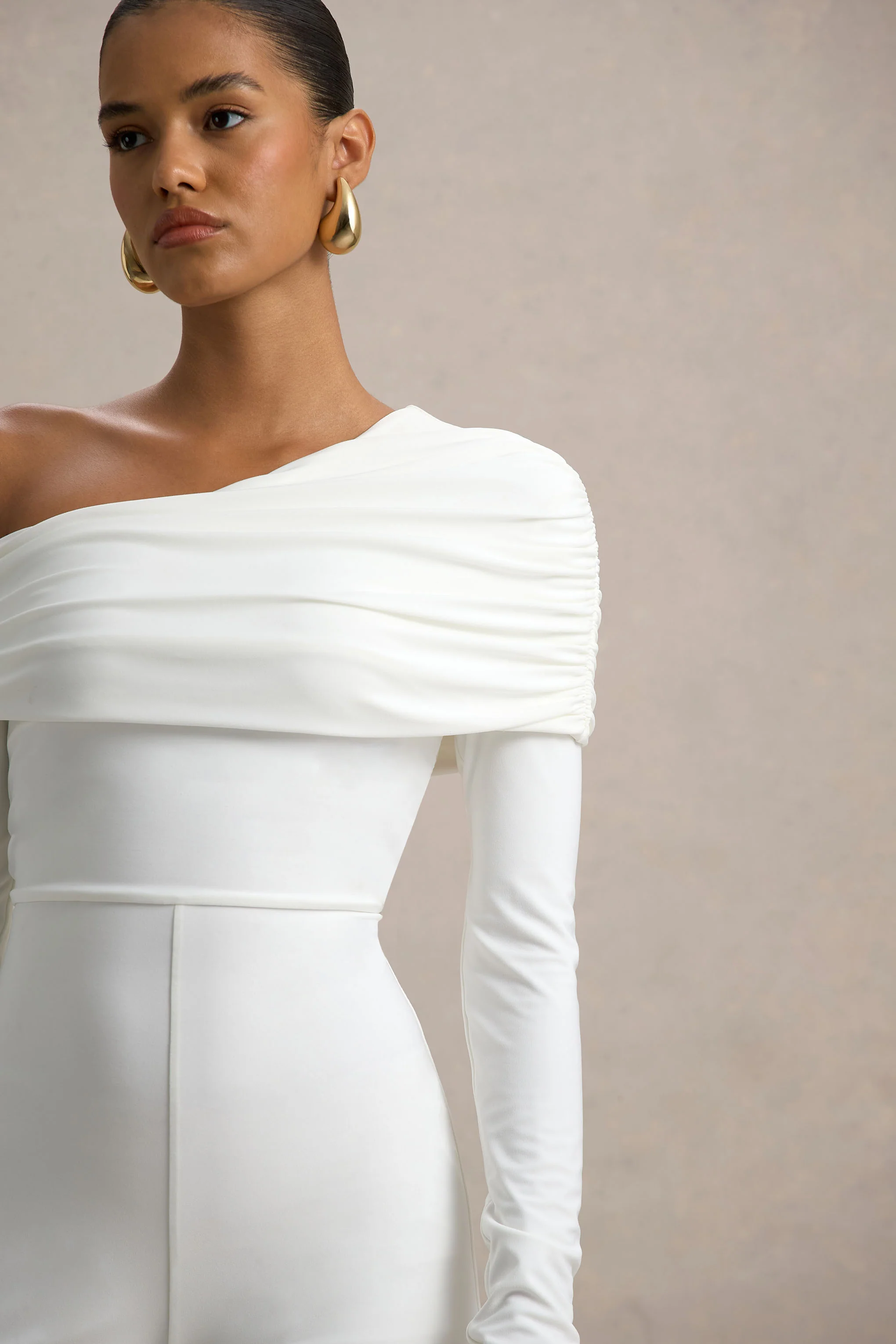 Gracious | White Jumpsuit With Asymmetric Neckline