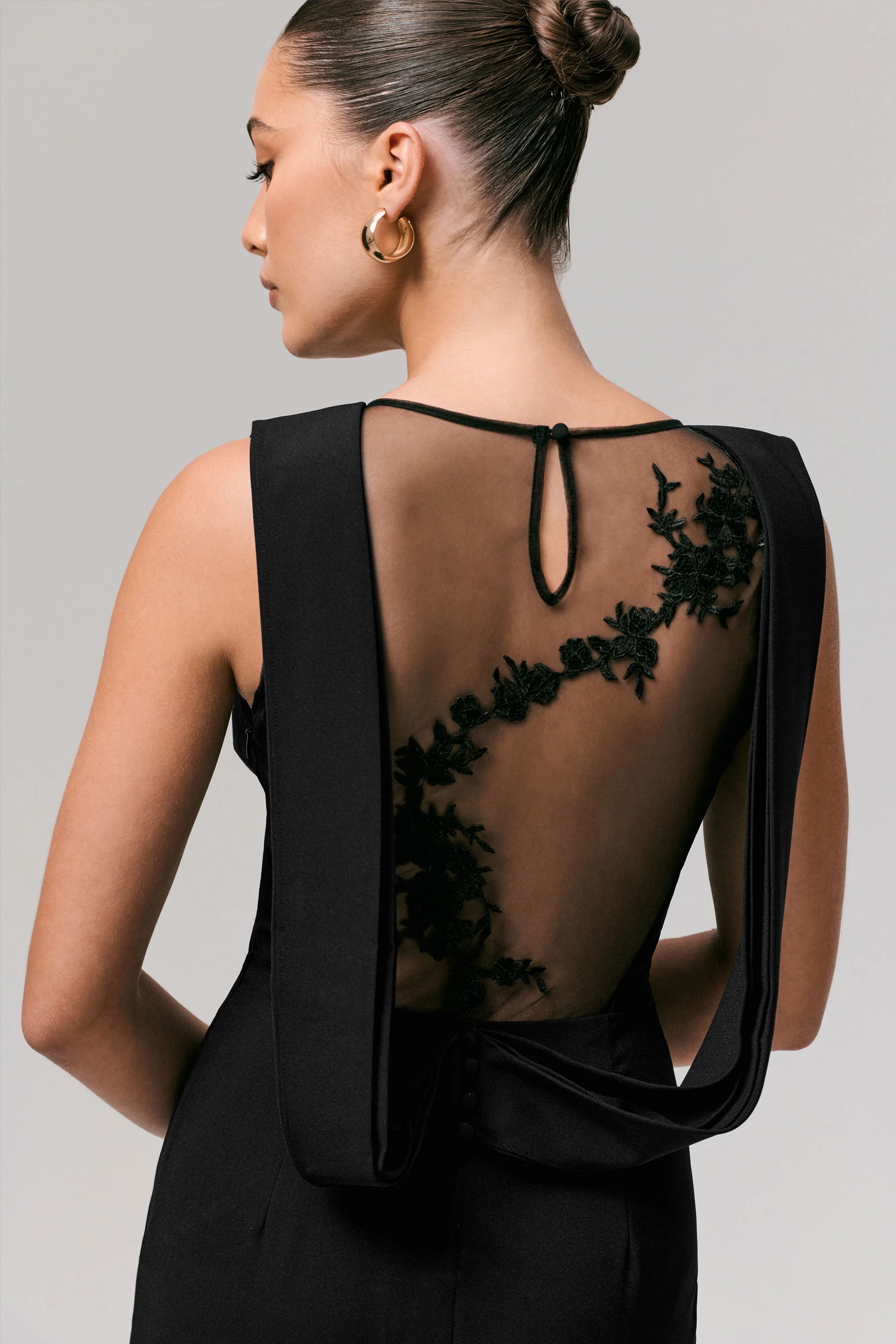 Maxie | Black High-Neck Maxi Dress With Back Detail