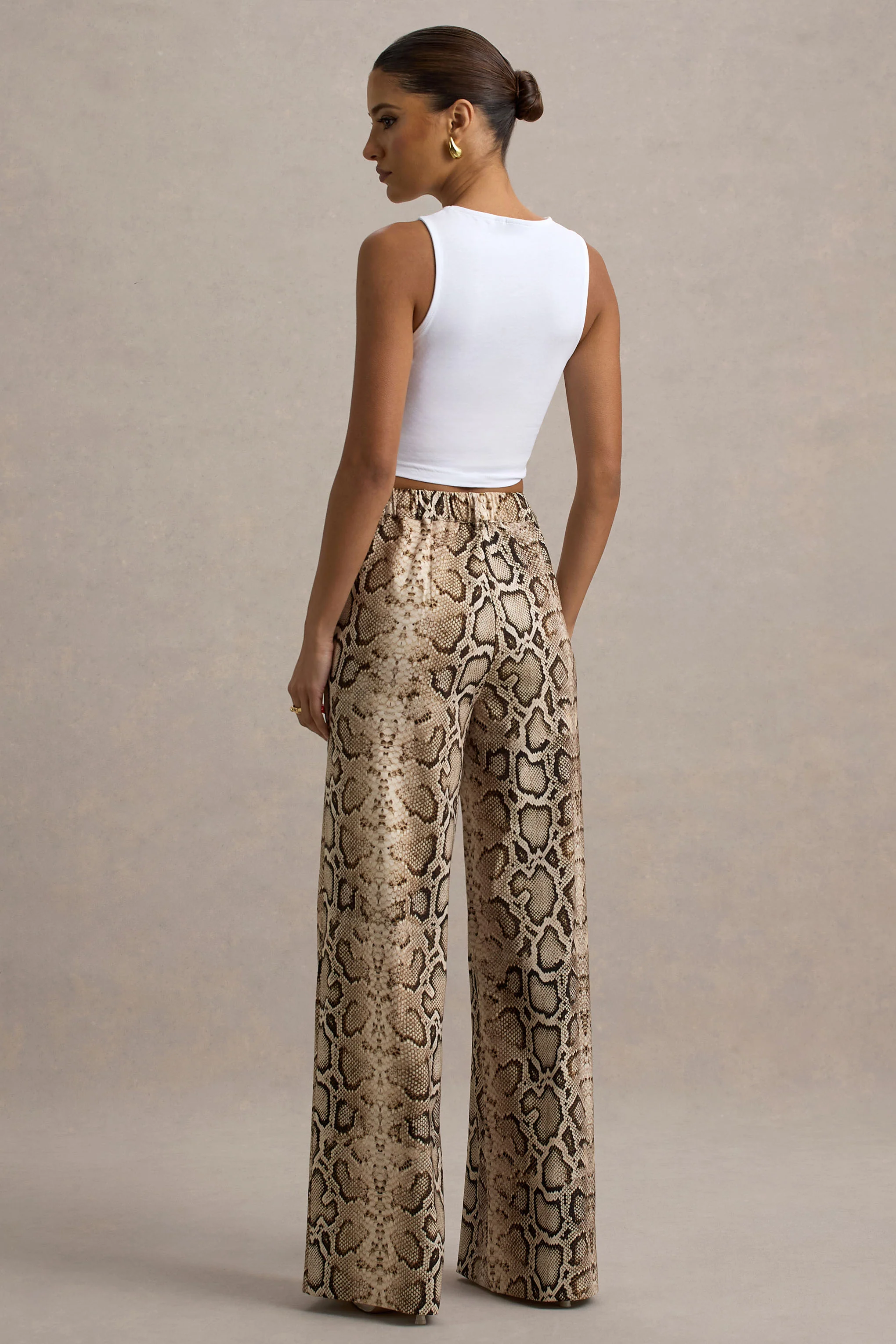 Shaniya | Snake Print Wide-Leg Trousers
