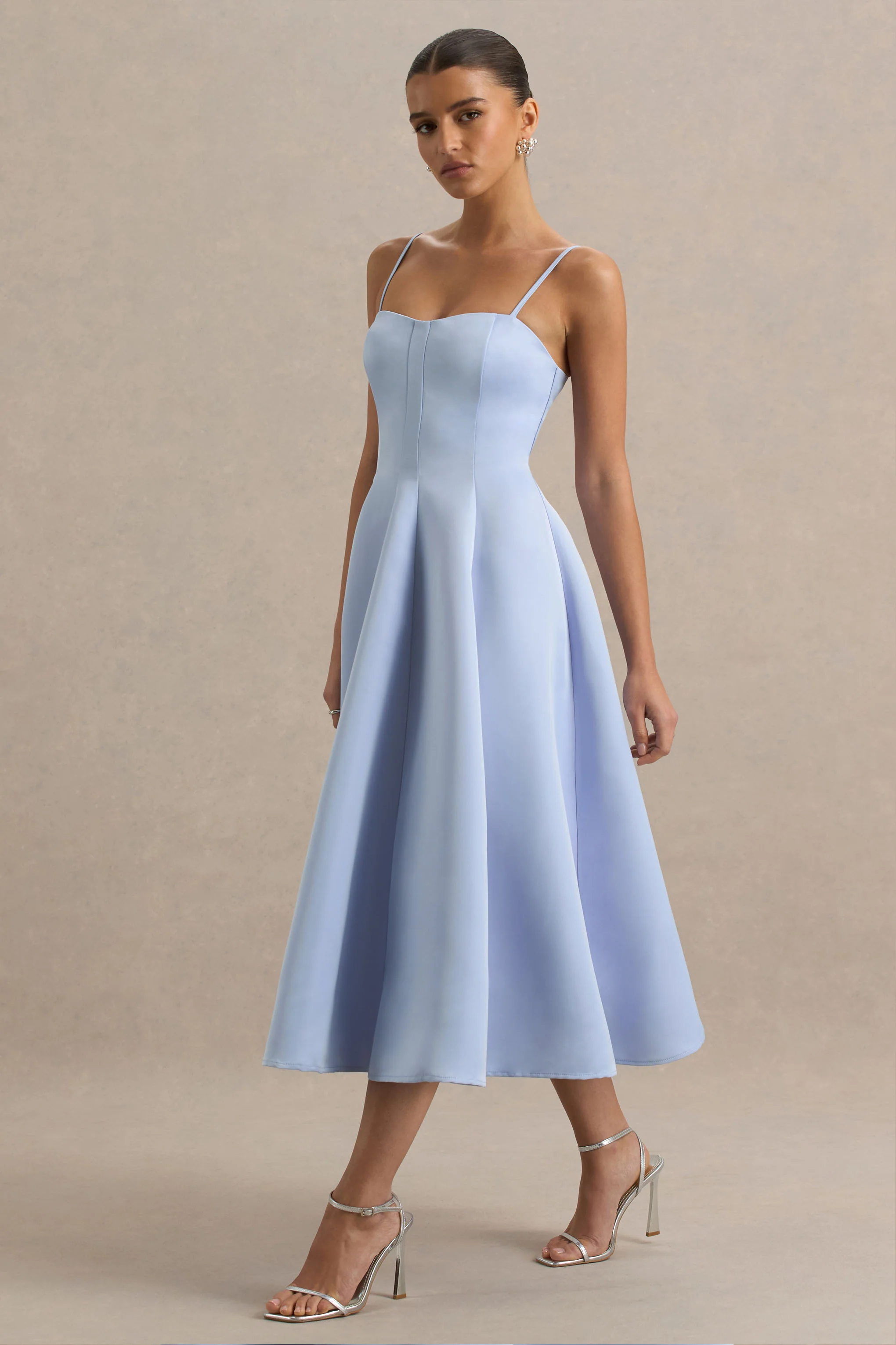 Mally | Powder Blue Sweetheart A-Line Midi Dress
