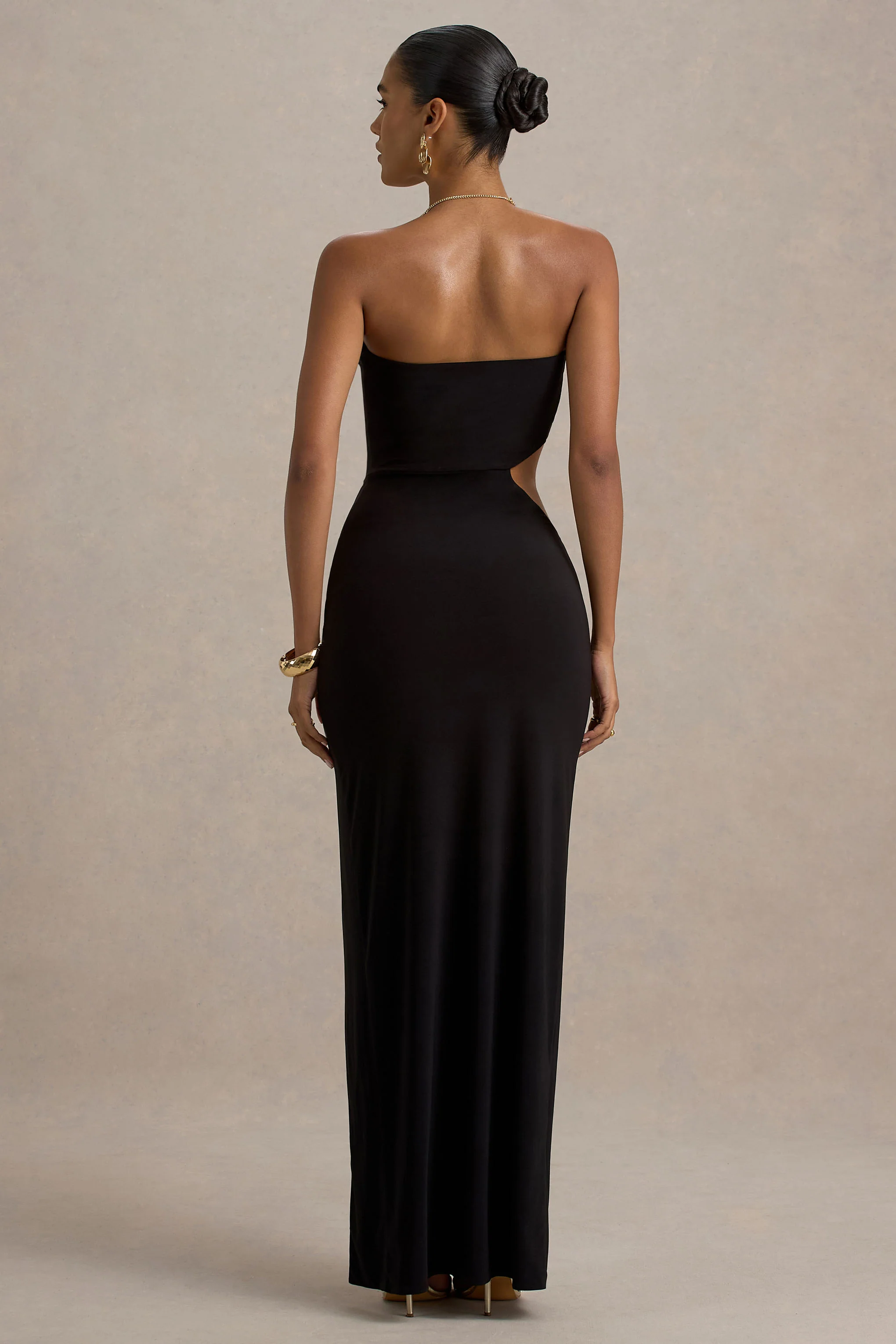 Feleicia | Black Sweetheart Cut-Out Maxi Dress With Split