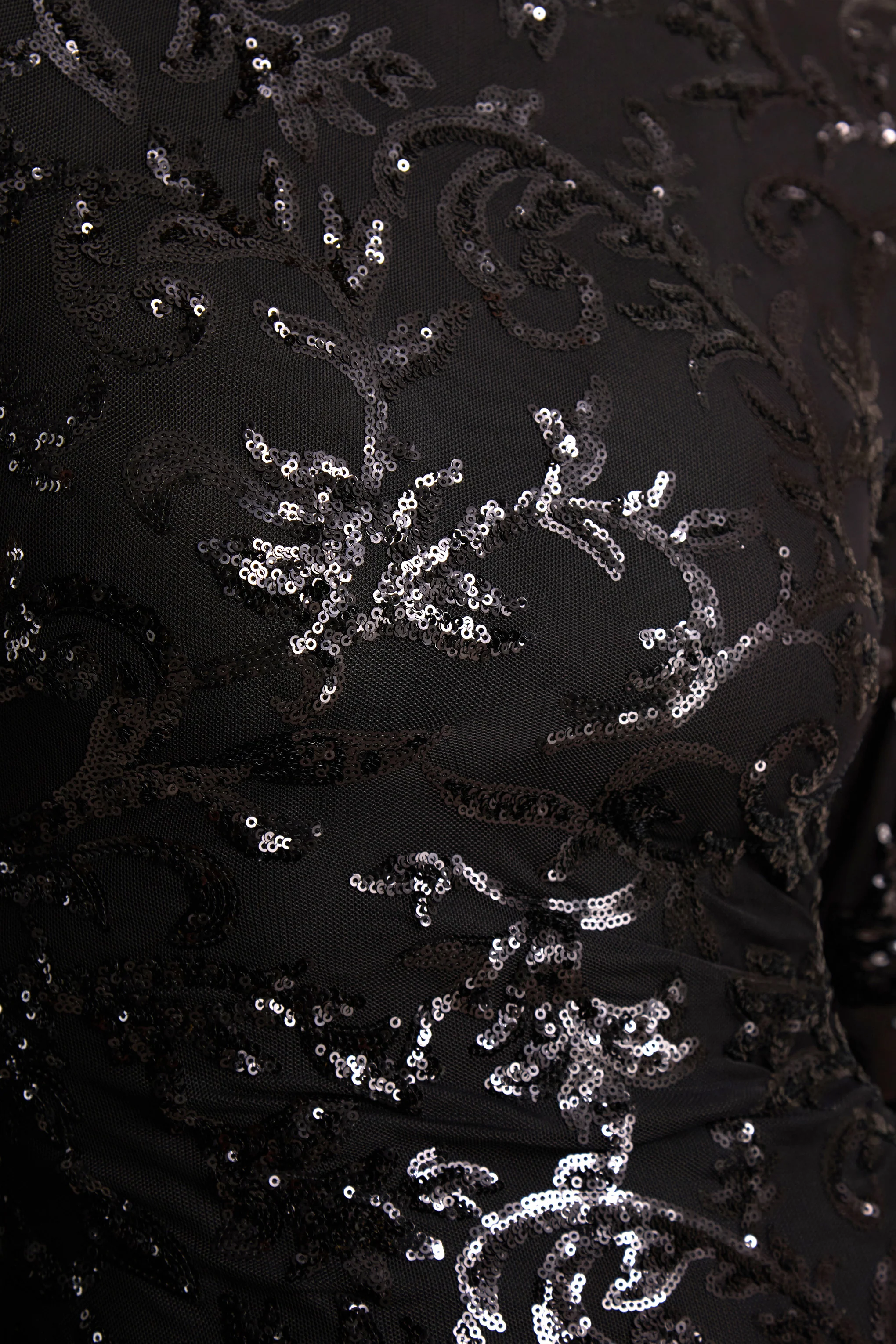 Florecita | Black Embellished Lace Crew-Neck Mini Dress With Sash Detail