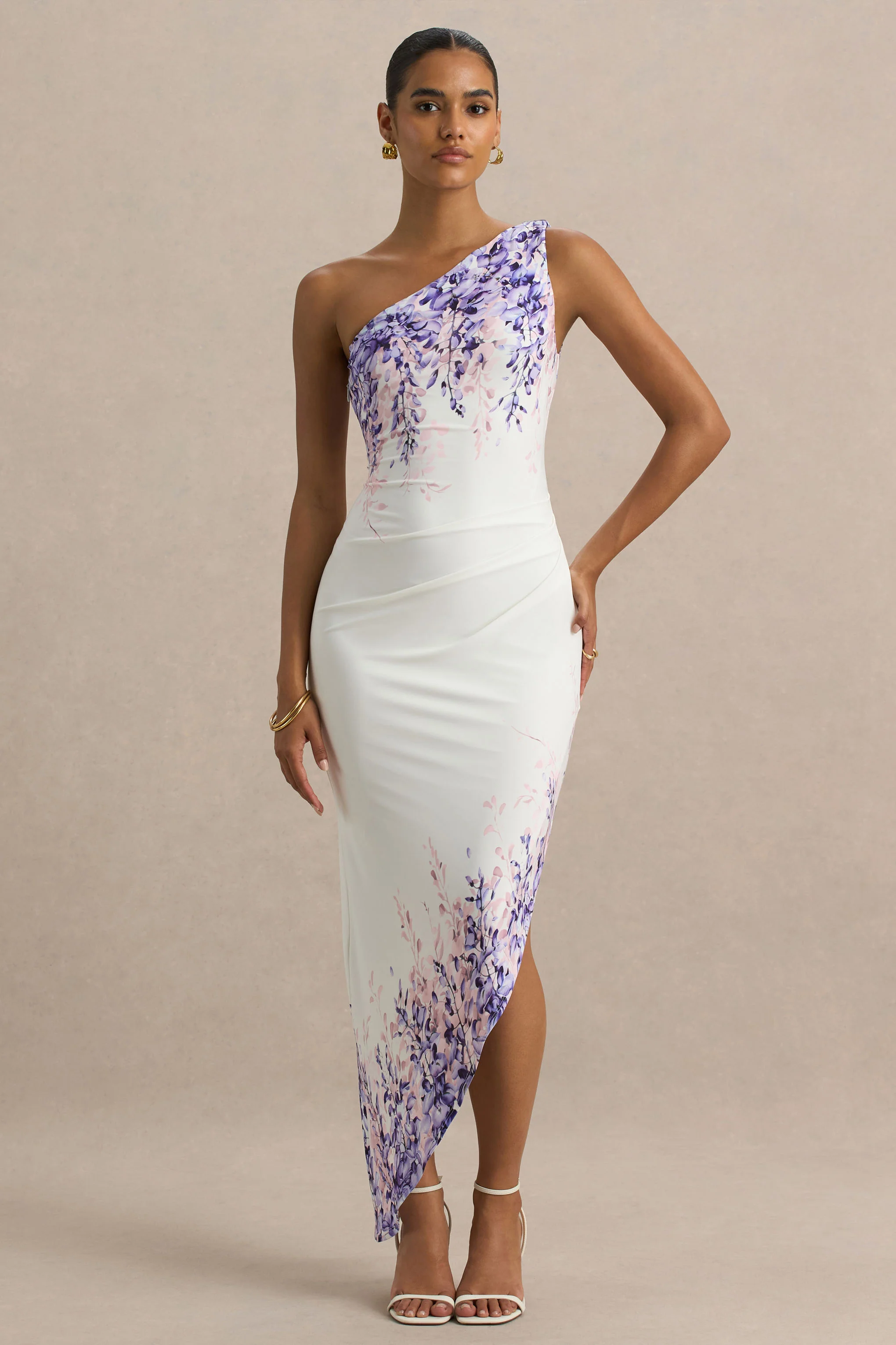 Sybil | Wisteria Floral Print Asymmetric Midi Dress
