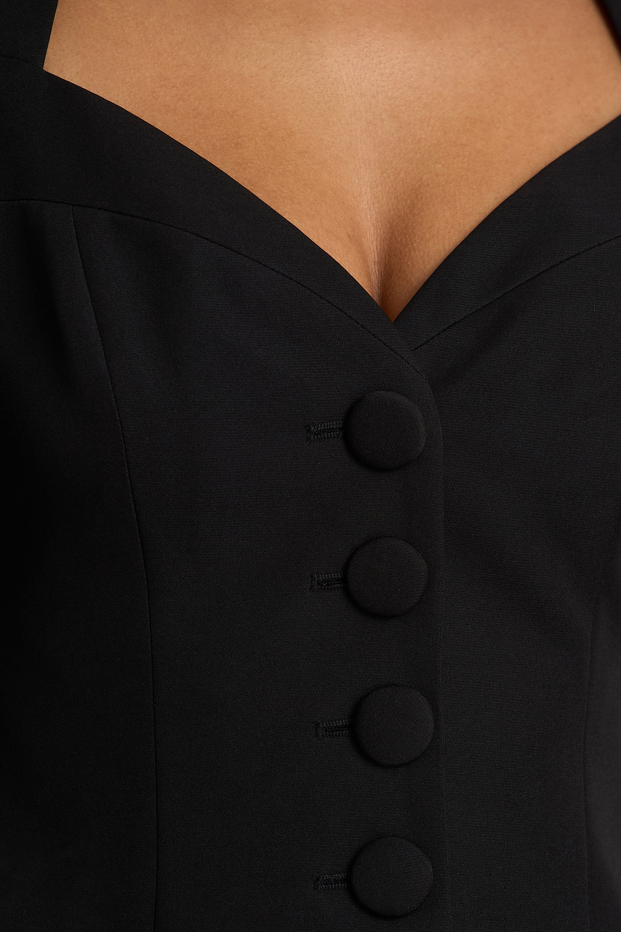 Olympia | Black Sweetheart-Neck Tailored Top