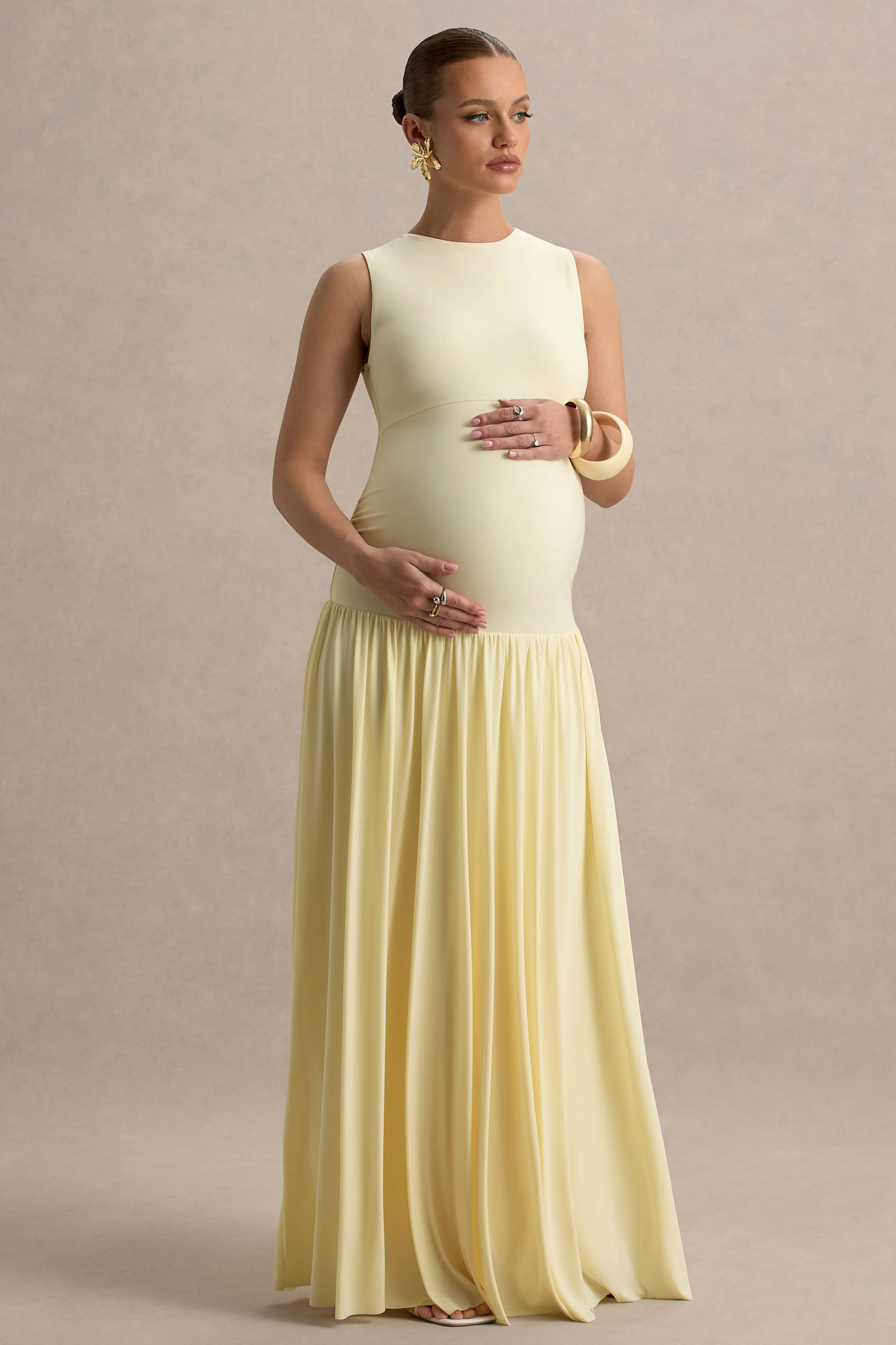 Outline | Lemon Maternity Maxi Dress With Draped Skirt