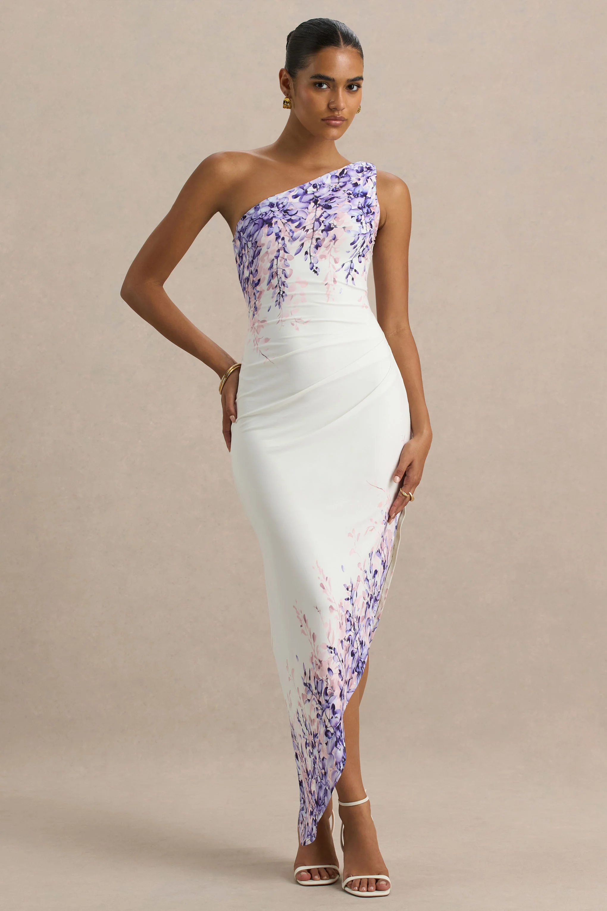 Sybil | Wisteria Floral Print Asymmetric Midi Dress