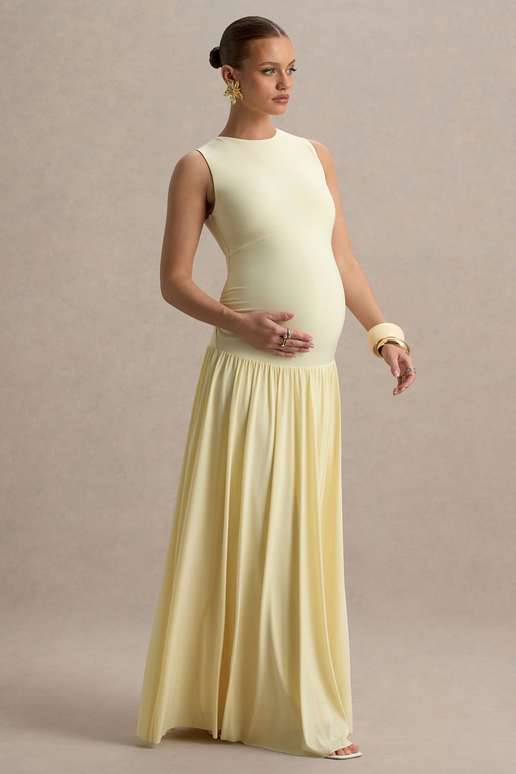 Outline | Lemon Maternity Maxi Dress With Draped Skirt
