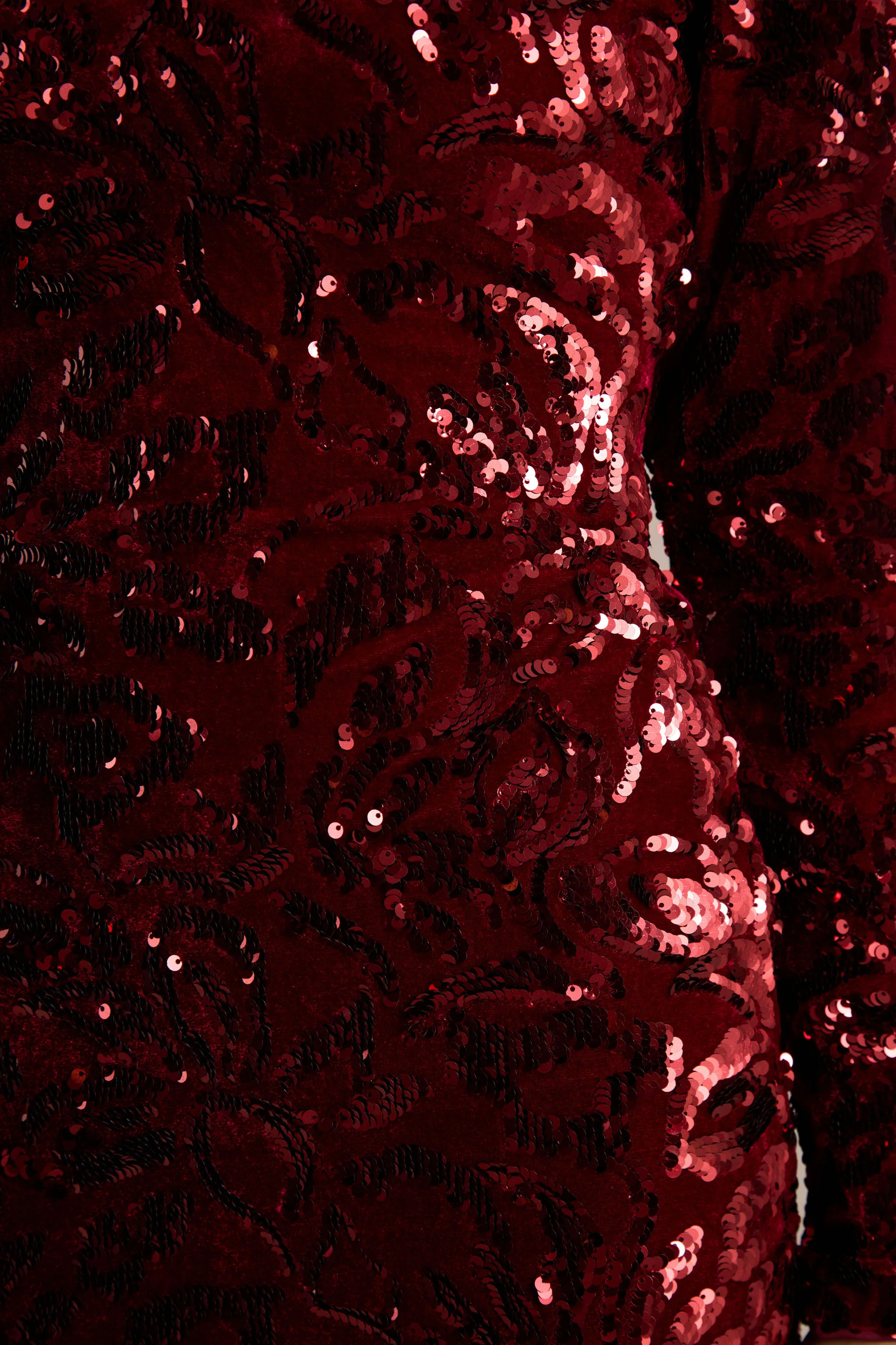 Ritz | Burgundy Sequin Plunge-Neck Mini Dress With Long Sleeves