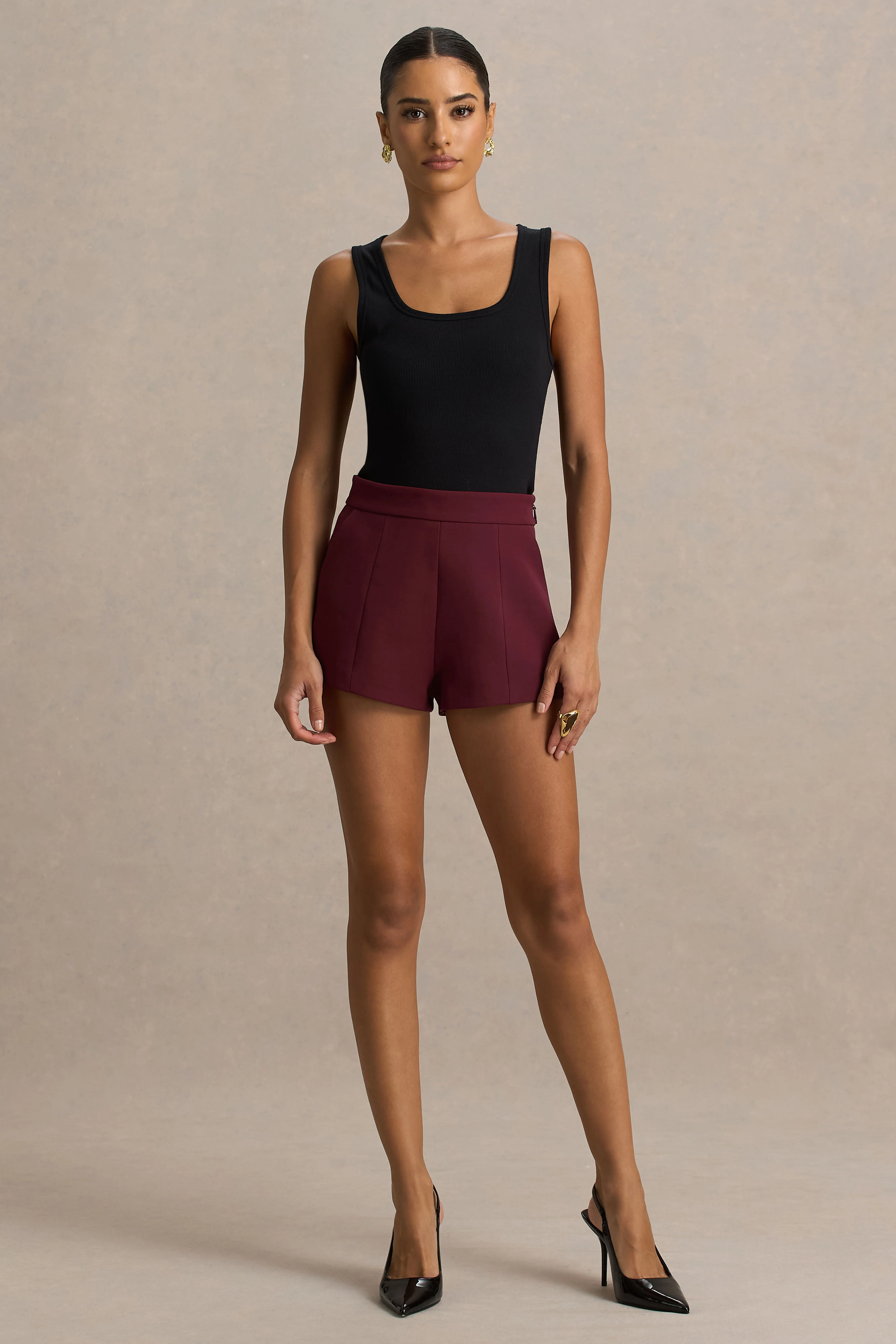 Lina | Burgundy Tailored Shorts