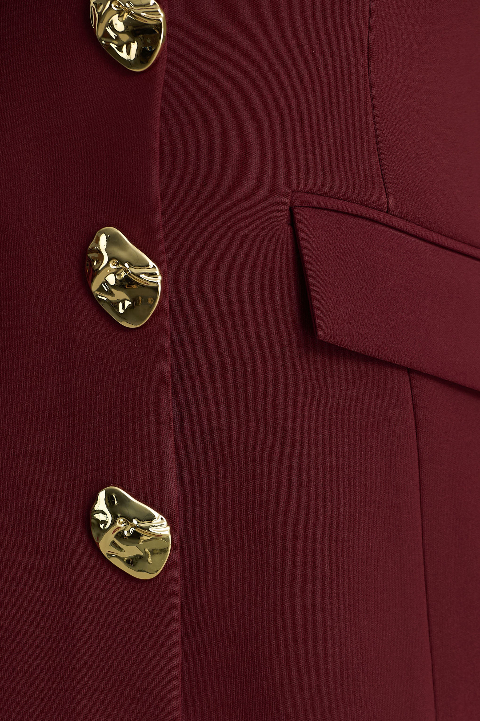 Belony | Dark Plum Crew-Neck Mini Dress With Button Detailing