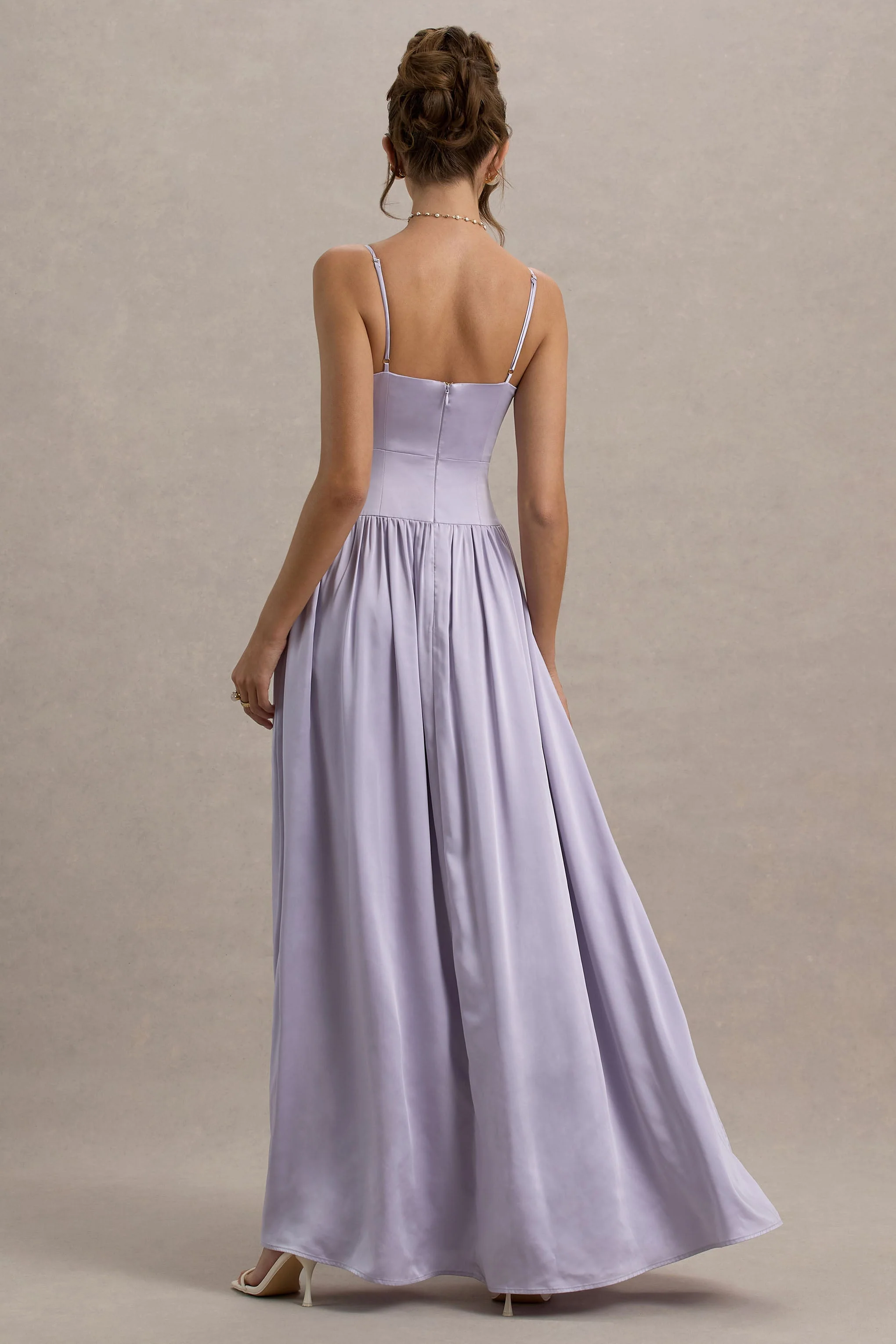 Jonas | Lilac Plunge-Neck Maxi Dress With Cami Straps