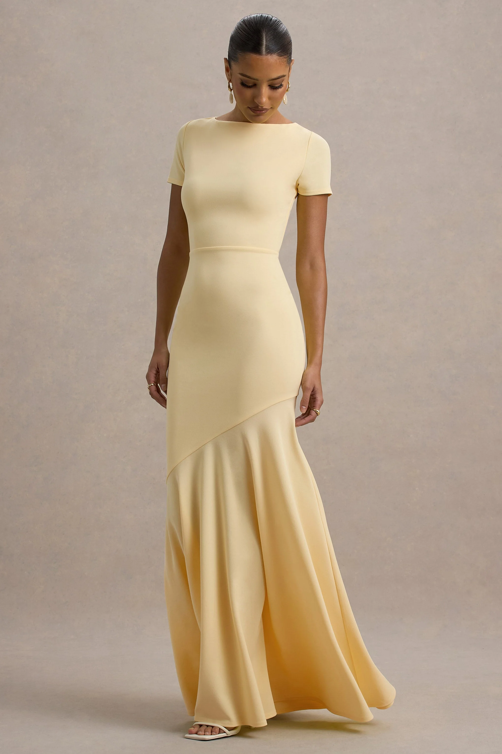 Rian | Pale Lemon Short-Sleeve Maxi Dress