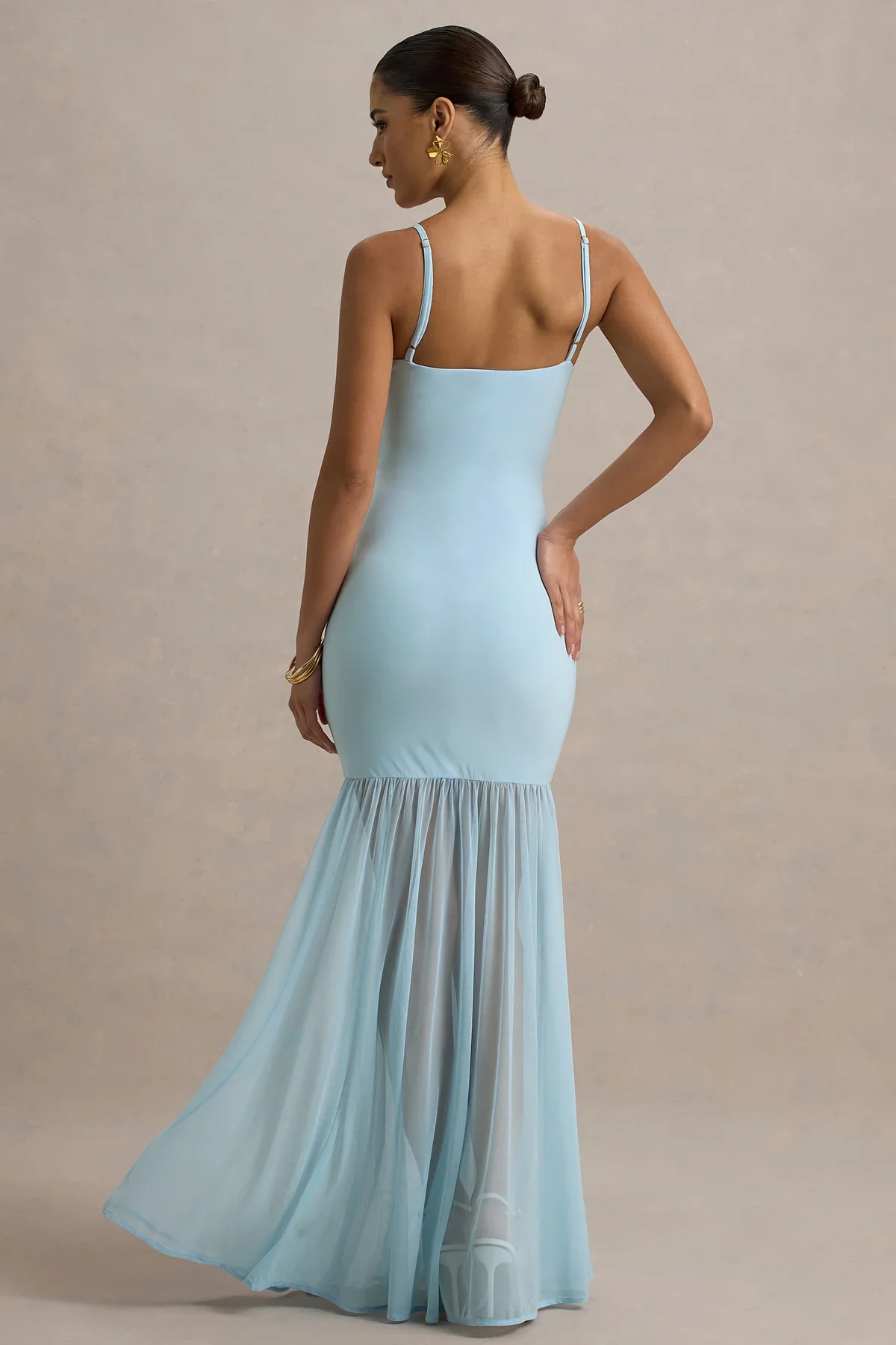 Ernie | Powder Blue Maxi Dress With Chiffon Skirt