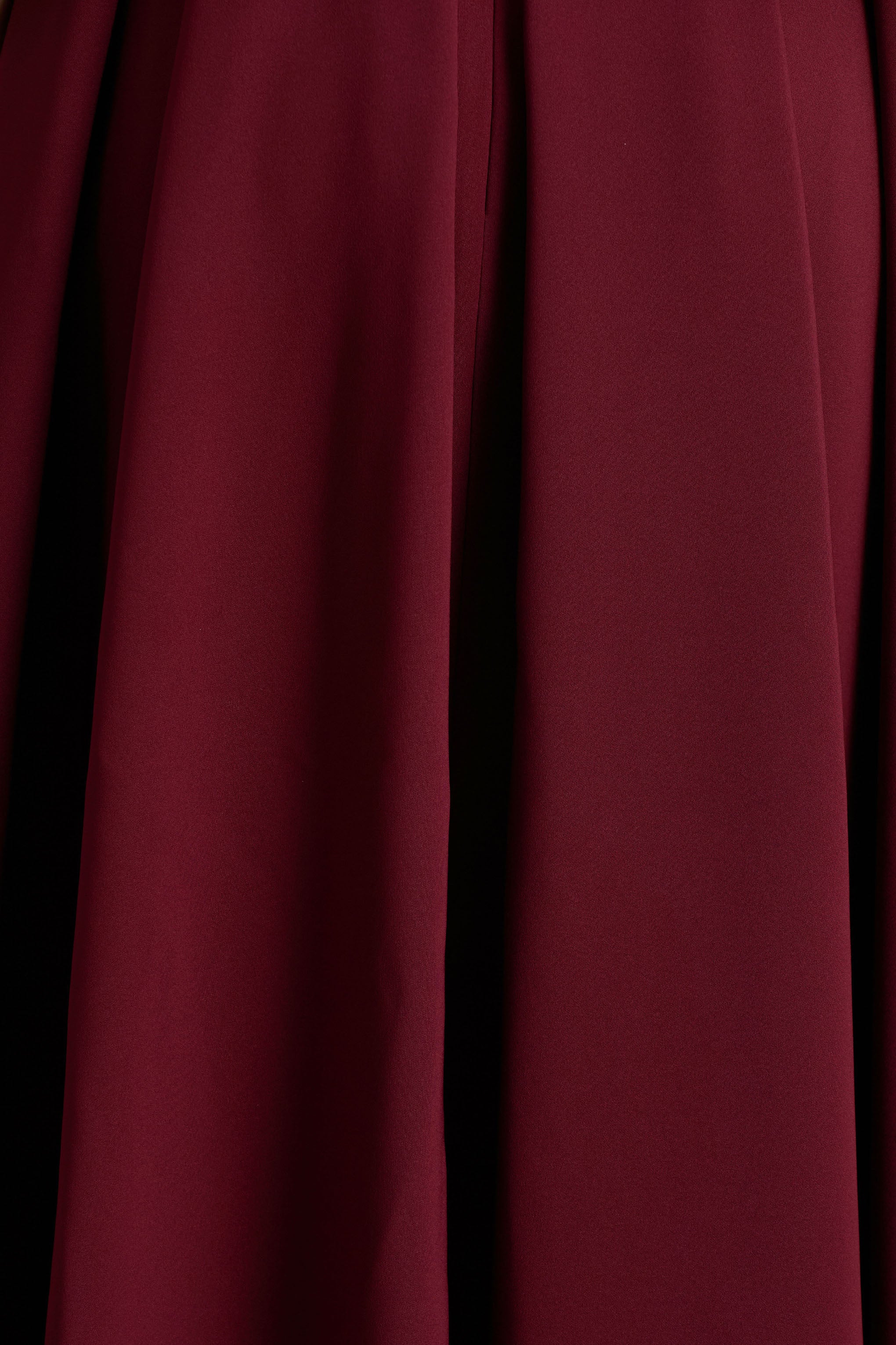 Cosima | Burgundy Bardot-Neck Midi Dress
