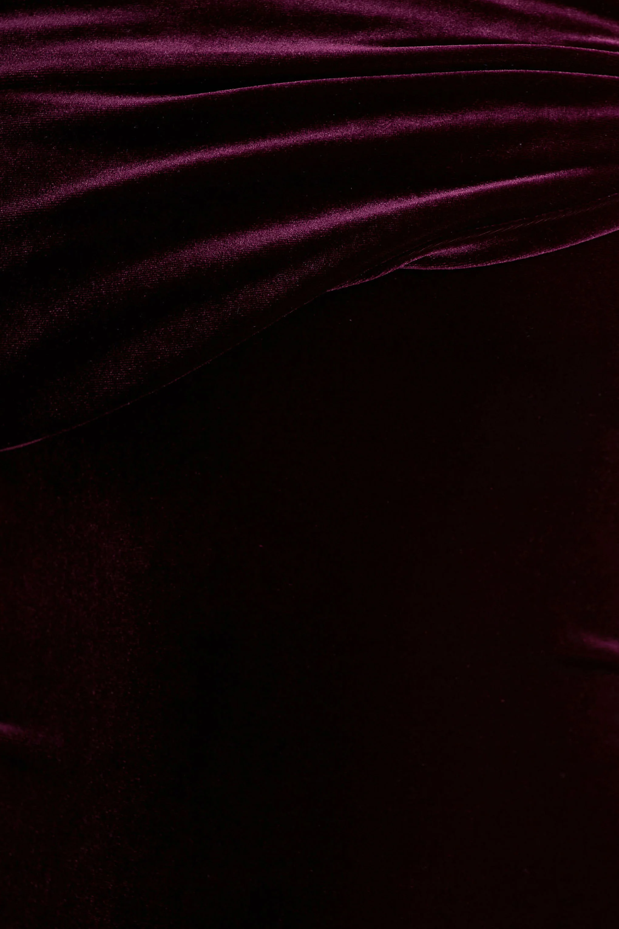 Billie | Burgundy Velvet Bardot-Neck Midi Dress With Twist-Sleeve