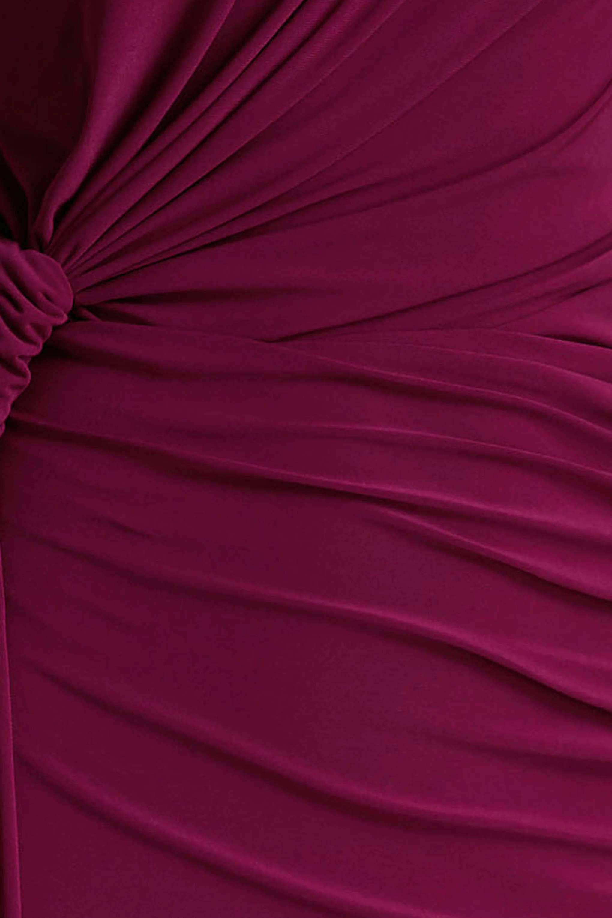 Solene | Burgundy High-Neck Maxi Dress With Wrap And Drape Detail