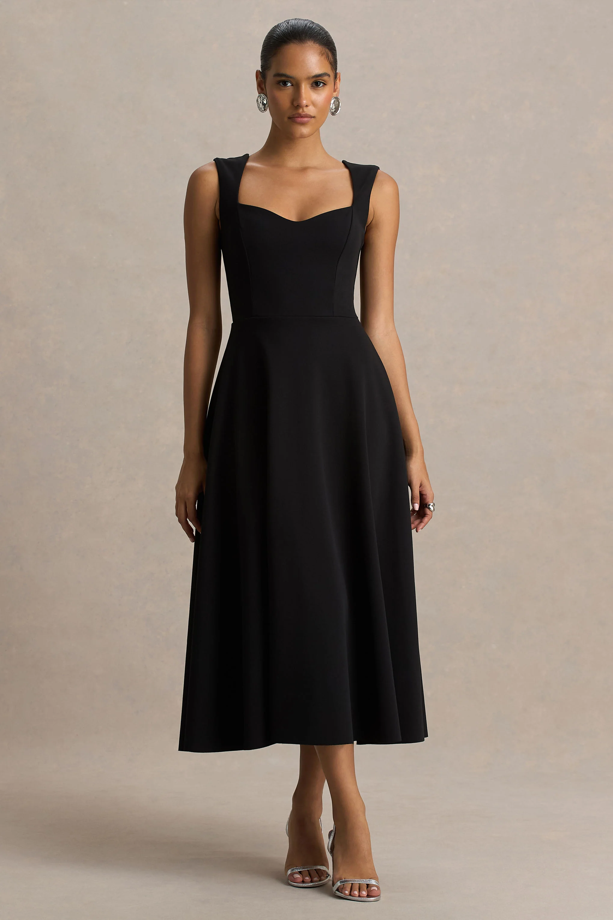 Andromeda | Black Sweetheart Midi Dress