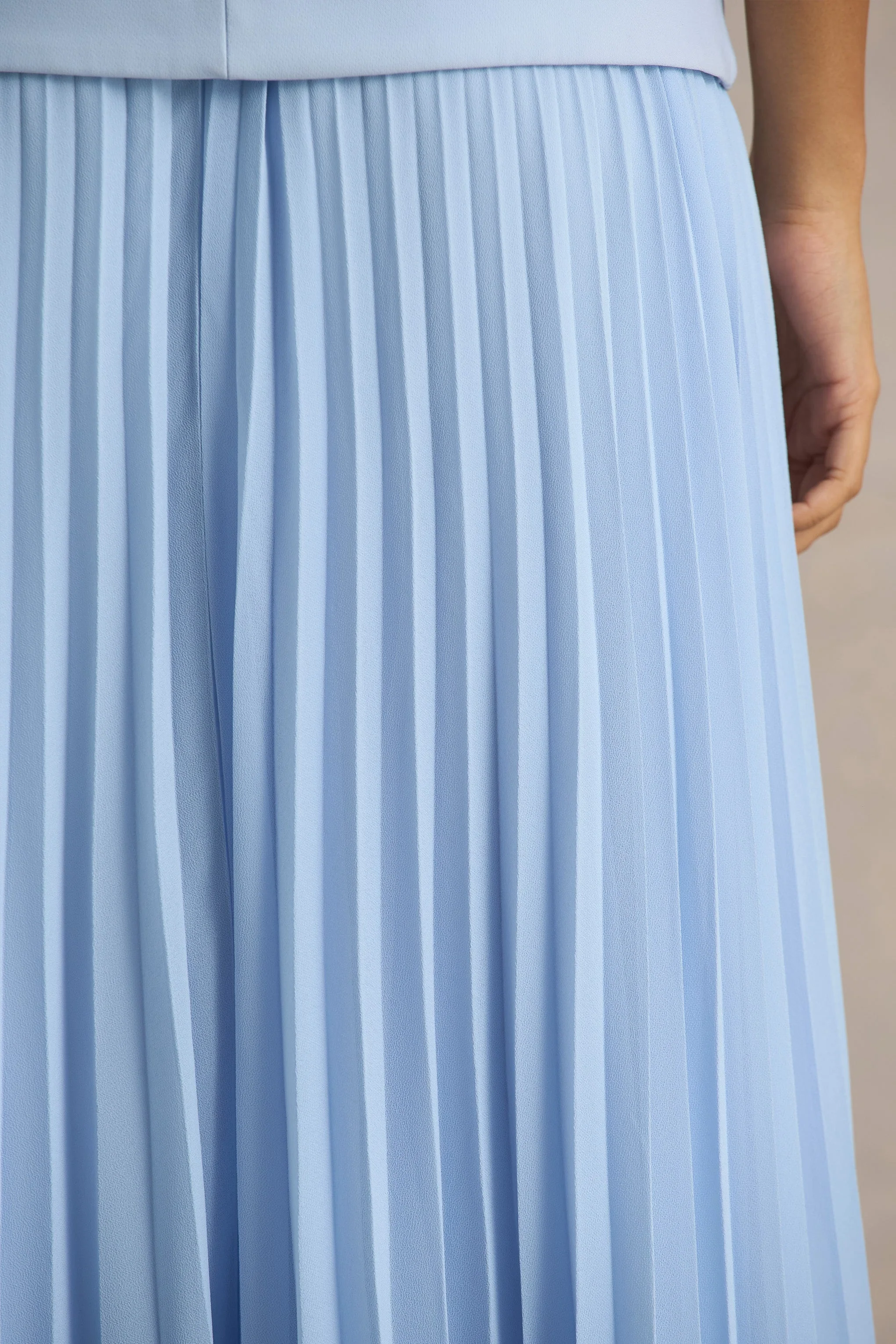 Heavenly | Powder Blue High Neck Maxi Dress With Pleated Detailing