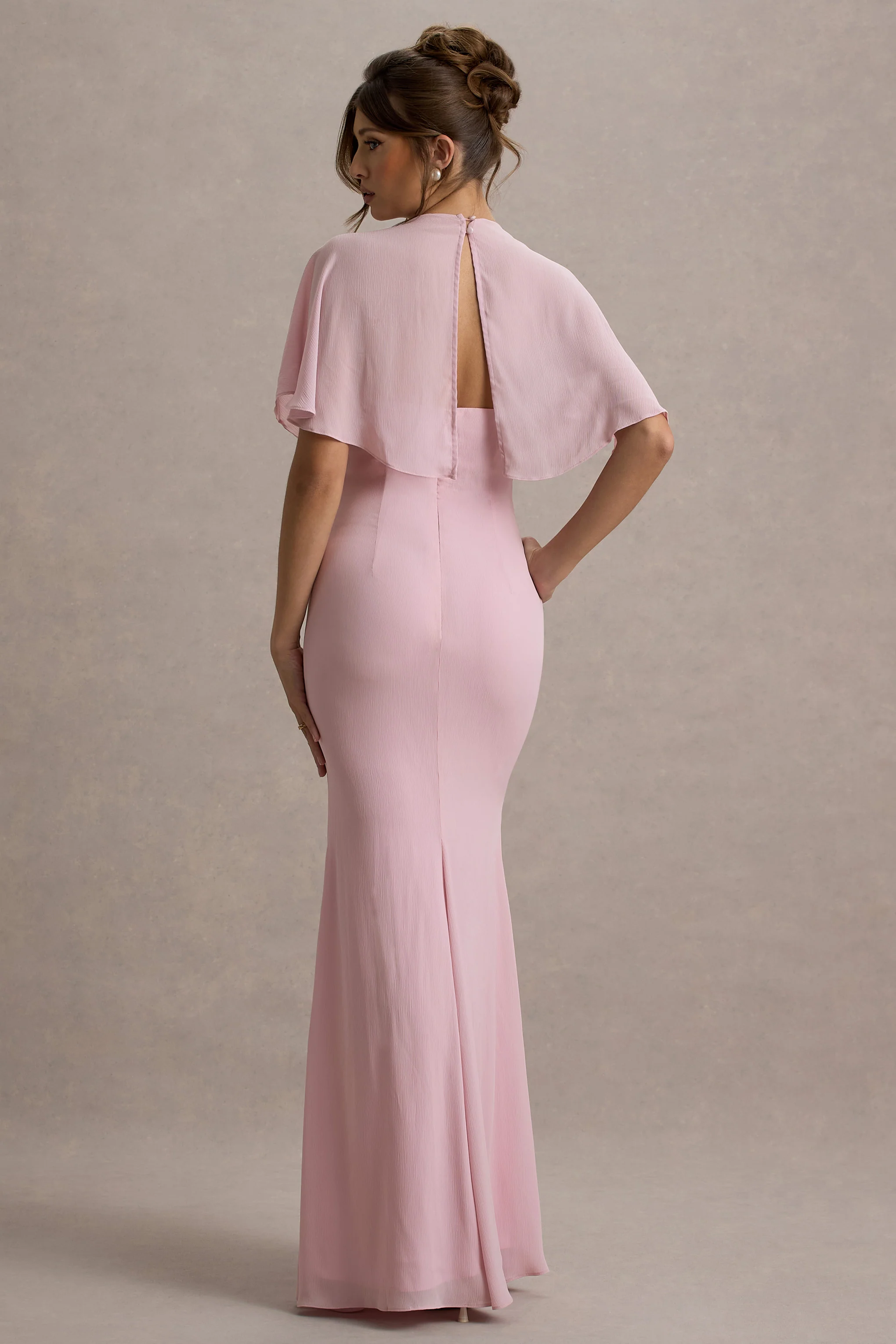 Stila | Pale Pink Plunge-Neck Maxi Dress With High Front Split