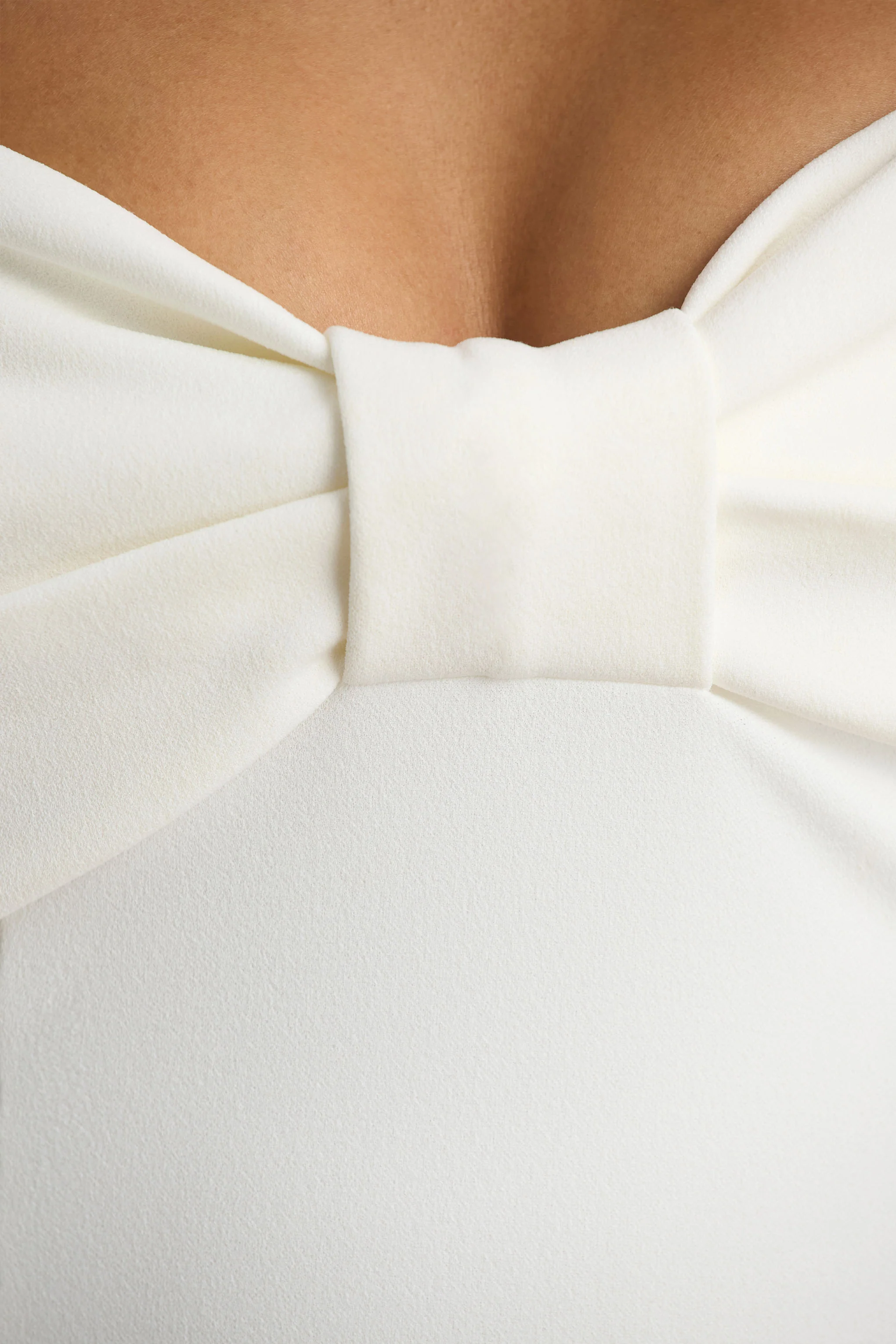 Bayshore | White Bow Bardot Midi Dress