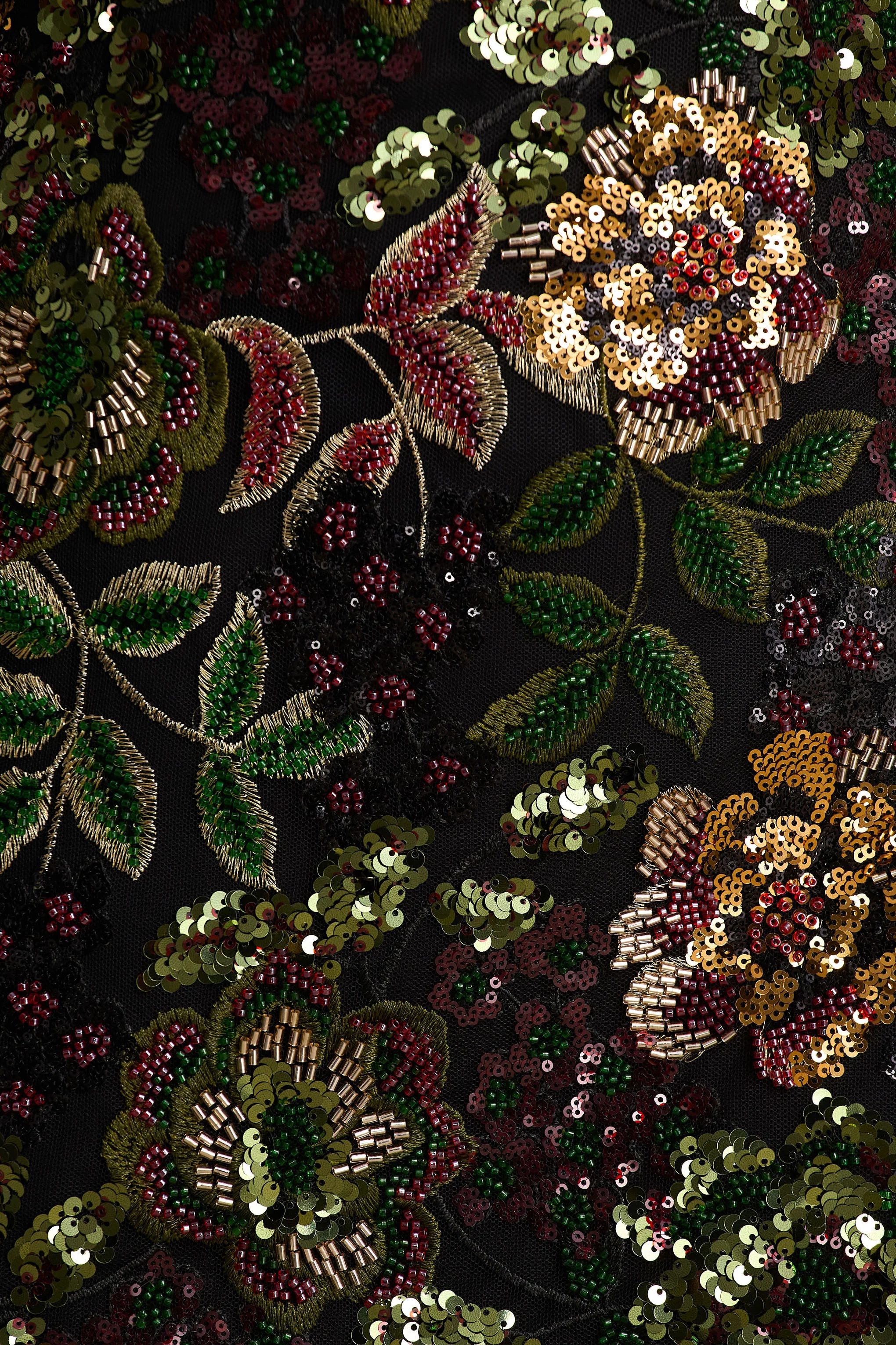 Moonlit | Winter Floral Mesh And Sequin Crew-Neck Mini Dress