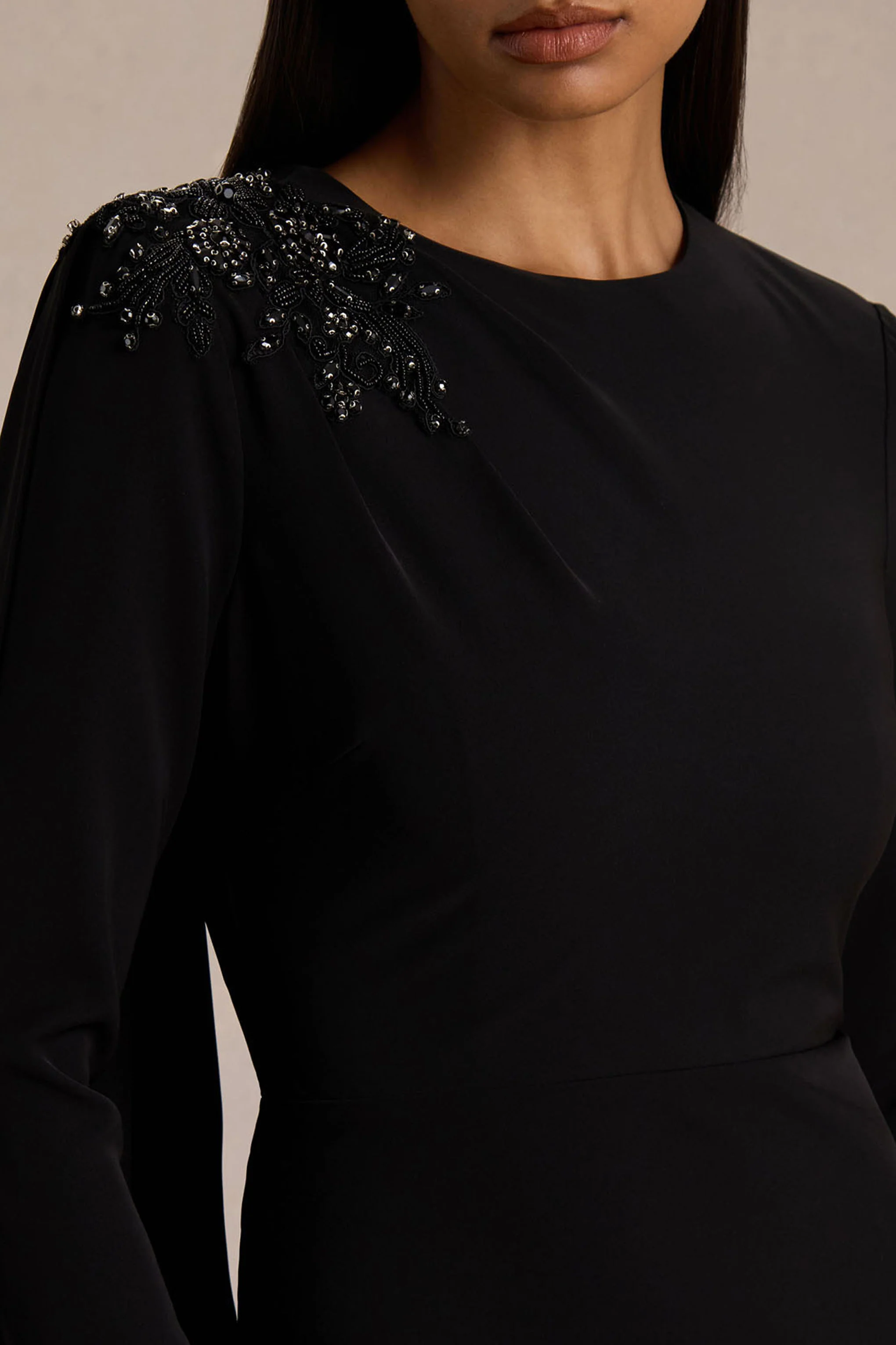 Fabiana | Black Hand-Embellished Maxi Skirt