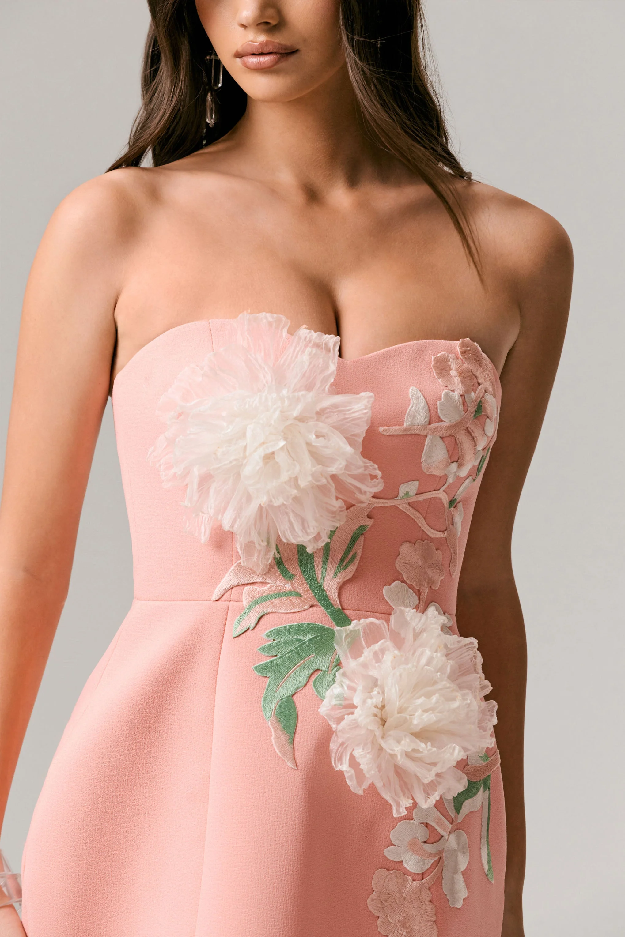 Lulu | Coral Sweetheart Embroidered Mini Dress