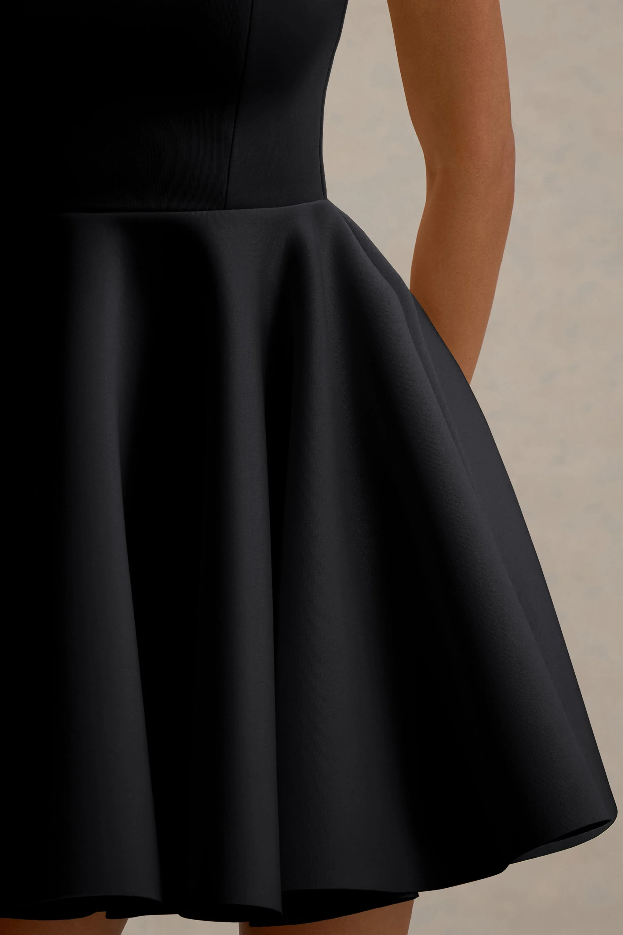 Peggy | Black Halter-Neck Skater Mini Dress