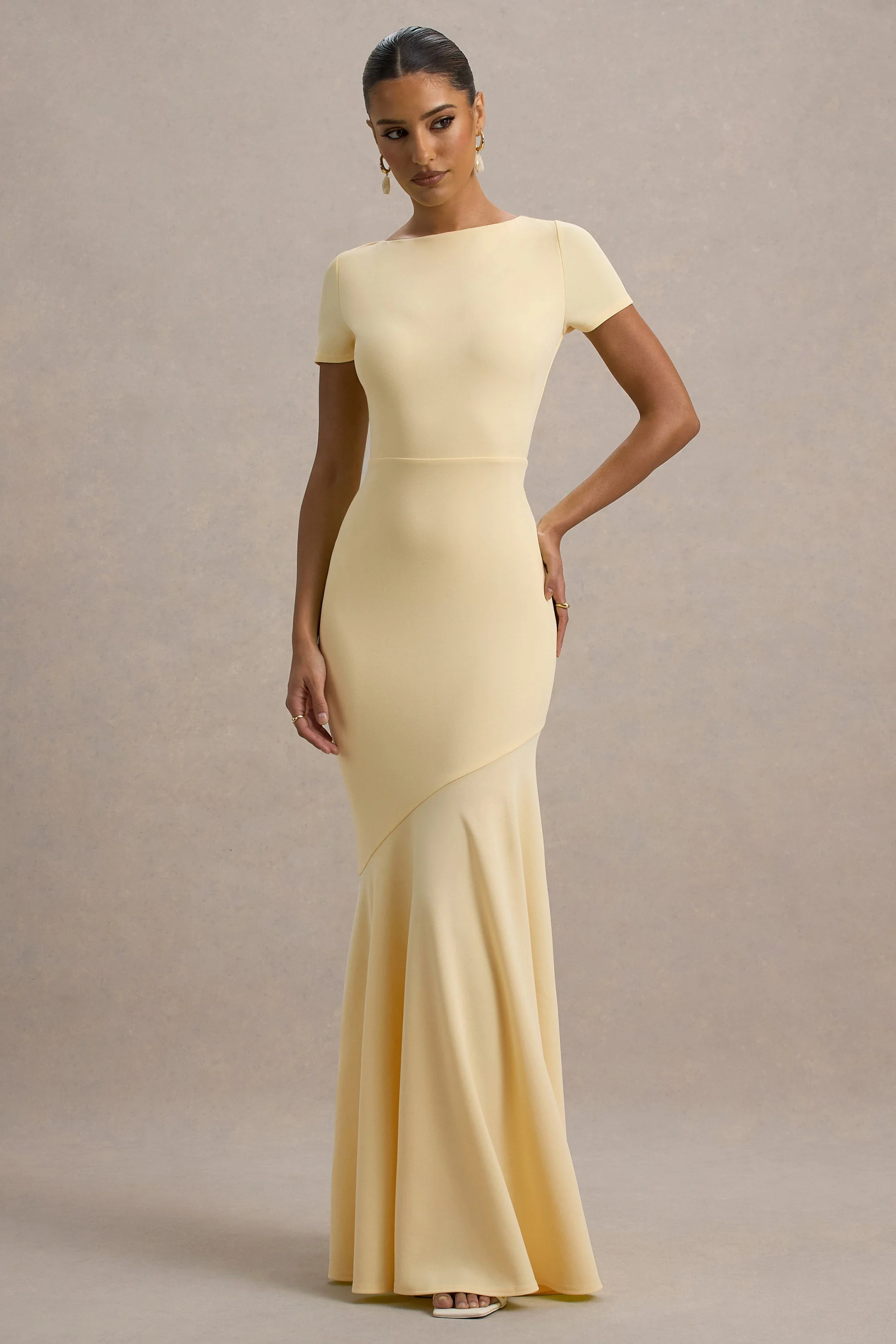 Rian | Pale Lemon Short-Sleeve Maxi Dress