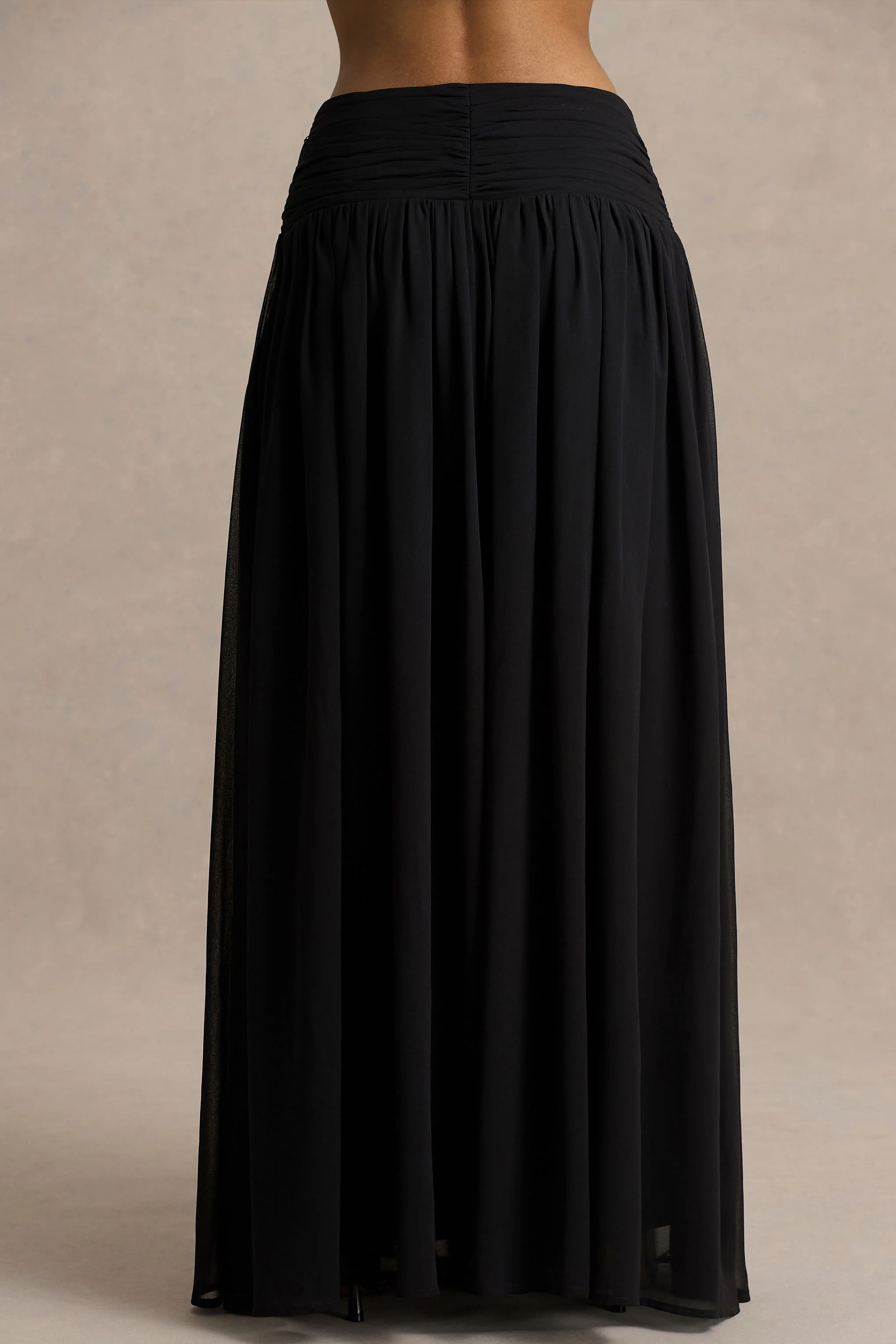 Spencer | Black Chiffon Pleated Maxi Skirt
