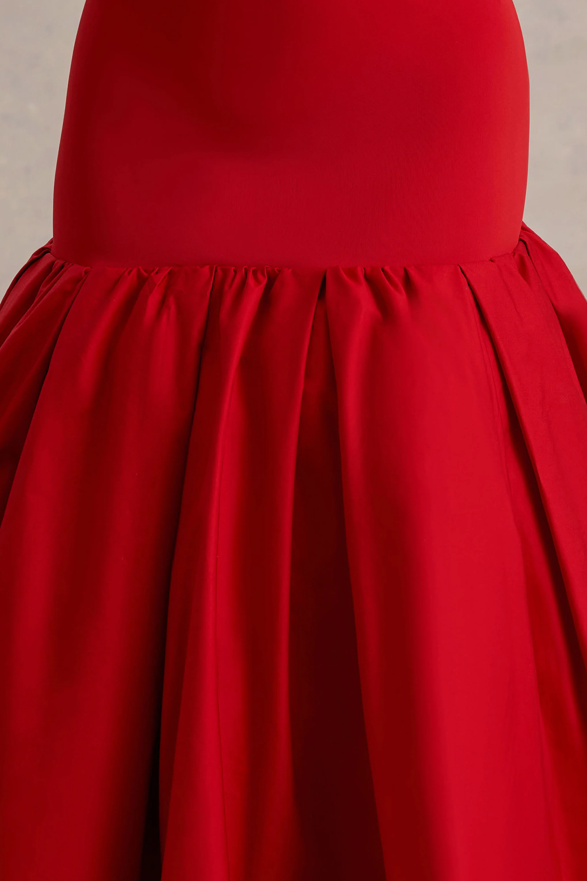Parida | Red Poplin Drop-Waist Midi Dress With Peplum Hem
