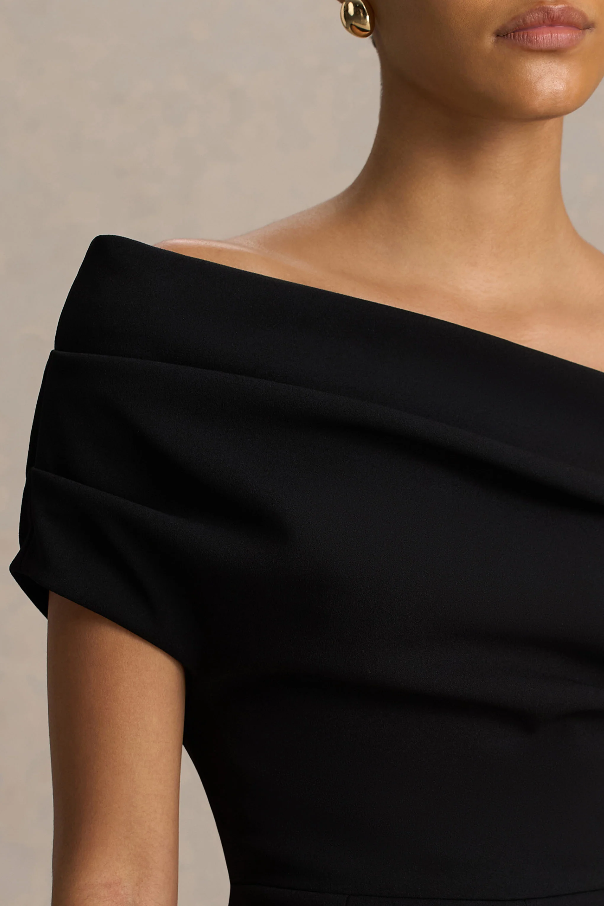 Alexandra | Black Asymmetric Draped Jumpsuit