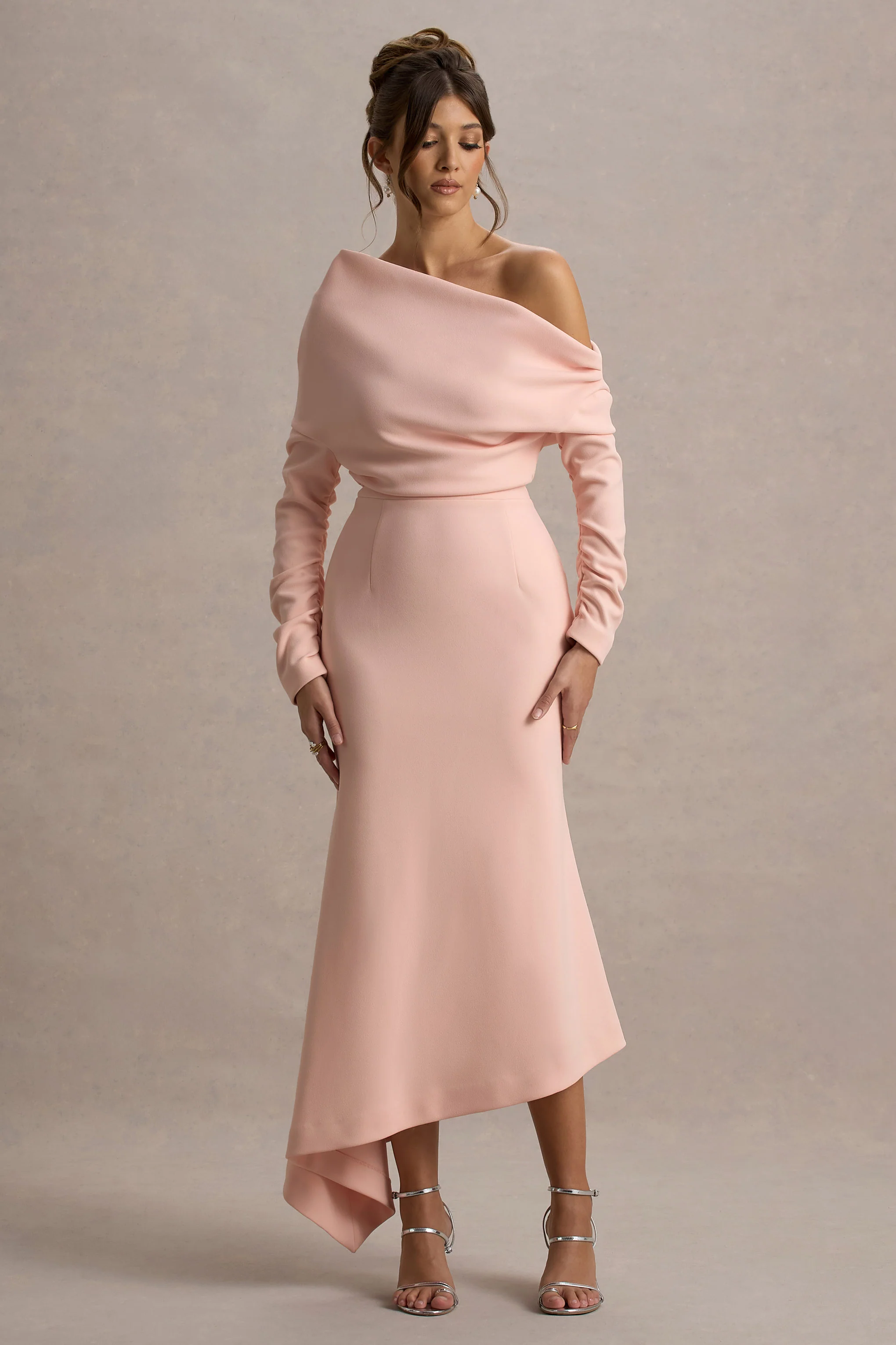 Lou | Pink One-Shoulder Asymmetric Maxi Dress