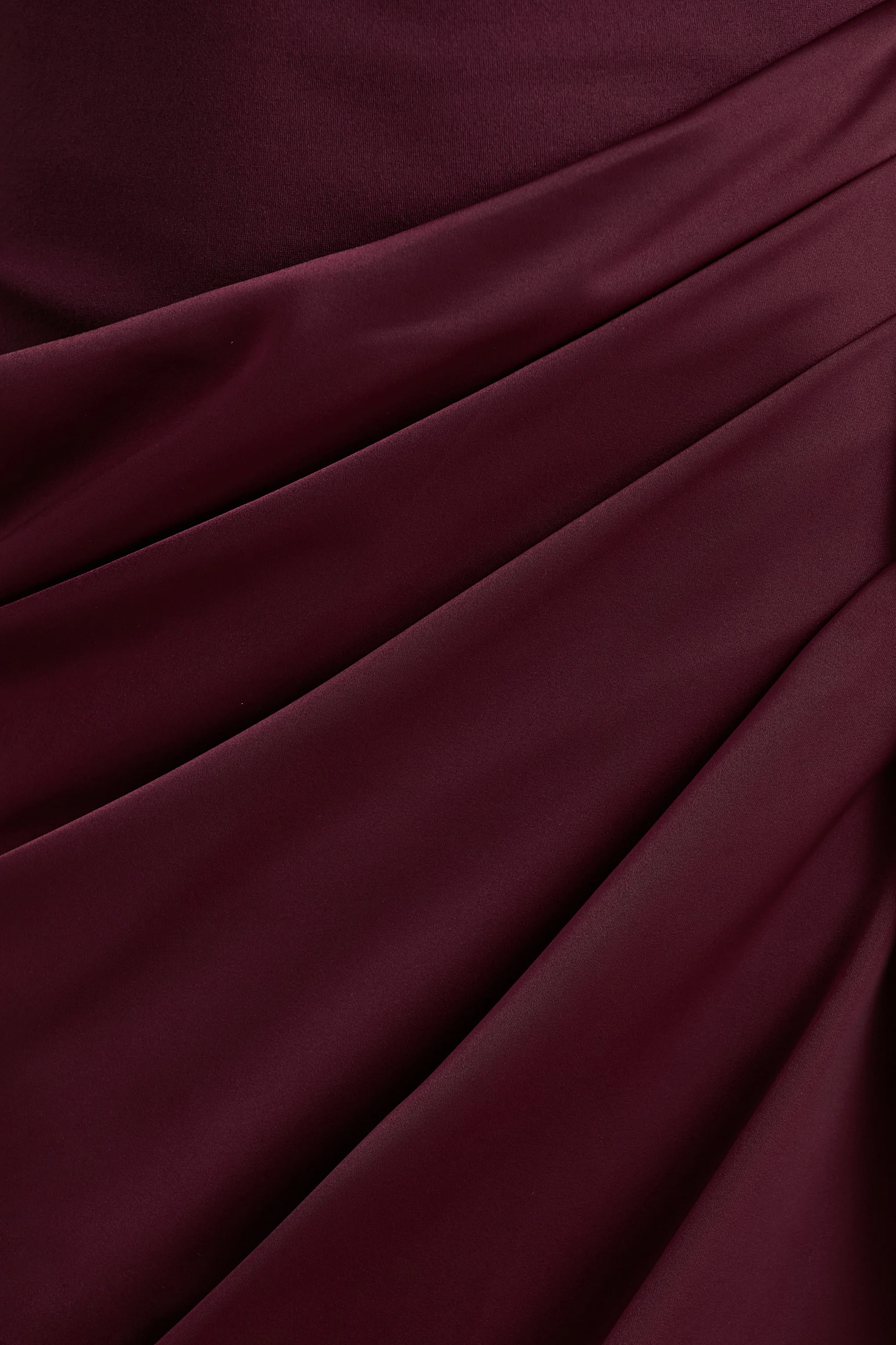 Raffie | Plum Long-Sleeve Midi Dress With Satin Wrap Skirt