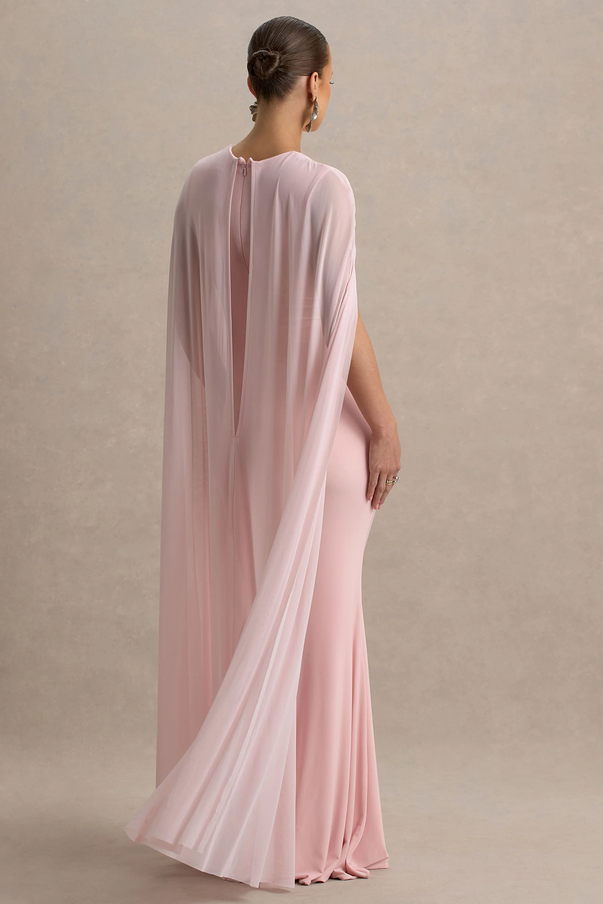 Currant | Pink High-Neck Maternity Maxi Dress With Cape